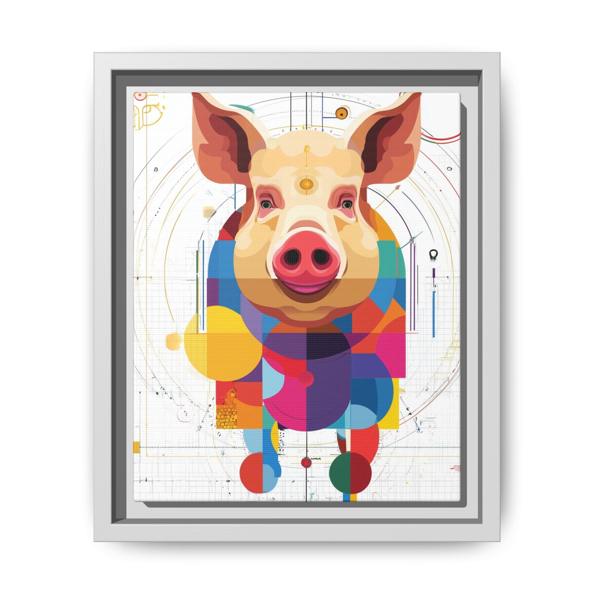 Geometric Pig: Digital Cubist Portrait, Mathematical Animal Abstraction   |    Custom Orders Available
