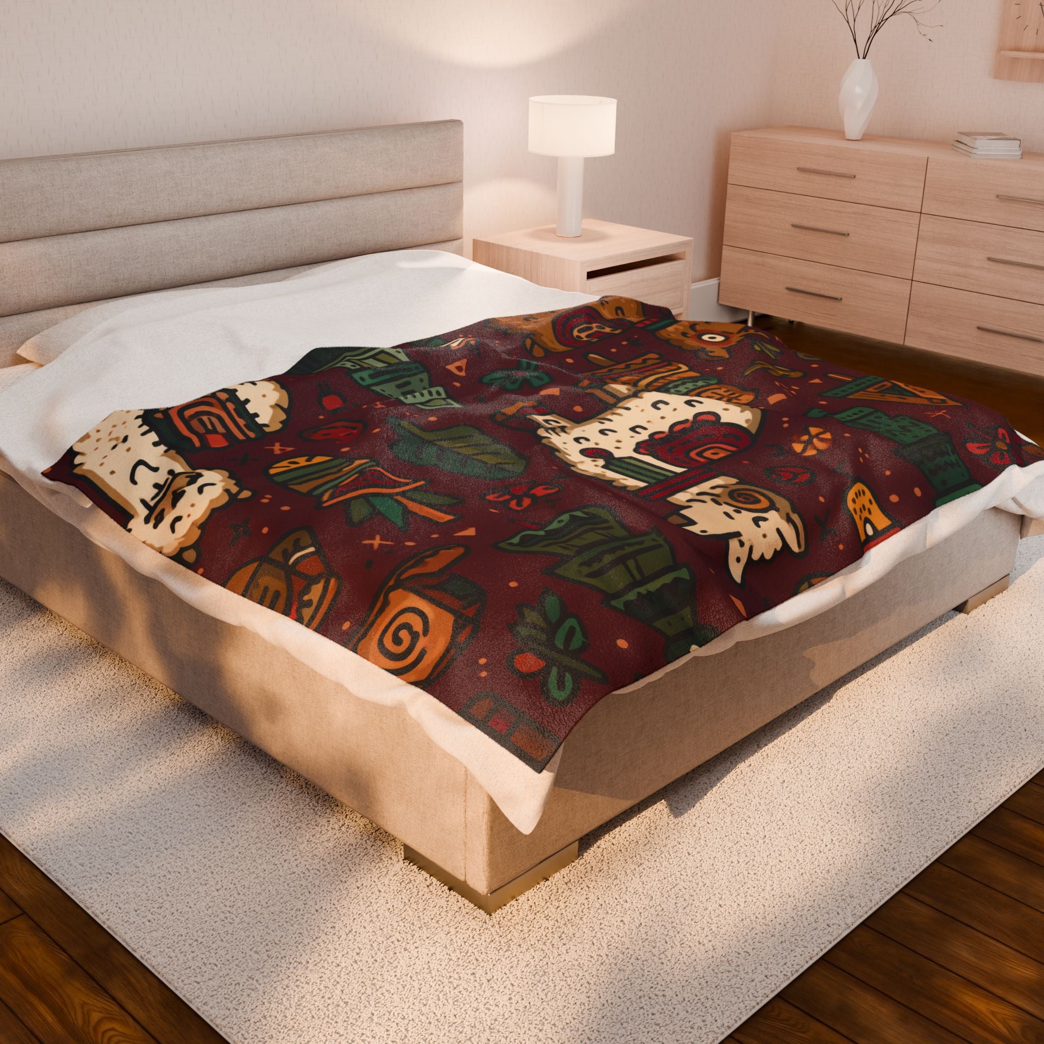 Colorful Llama Peruvian Cusco Plush Blanket, Cozy Home Decor, Unique Gift for Kids, Mexican Fiesta Theme, Perfect for Snuggling