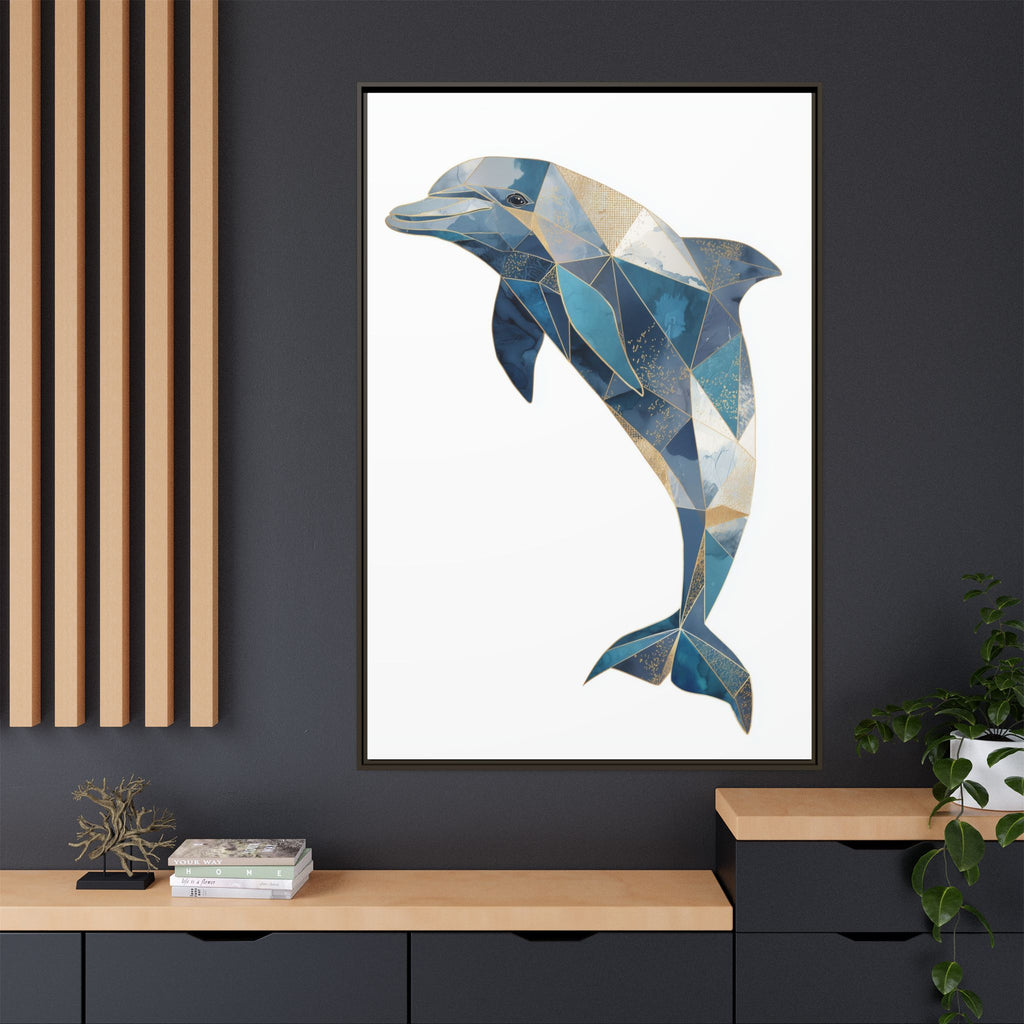 Geometric Dolphin Mosaic Framed Print , Contemporary Marine Art   |  Personalized & Custom Orders Available