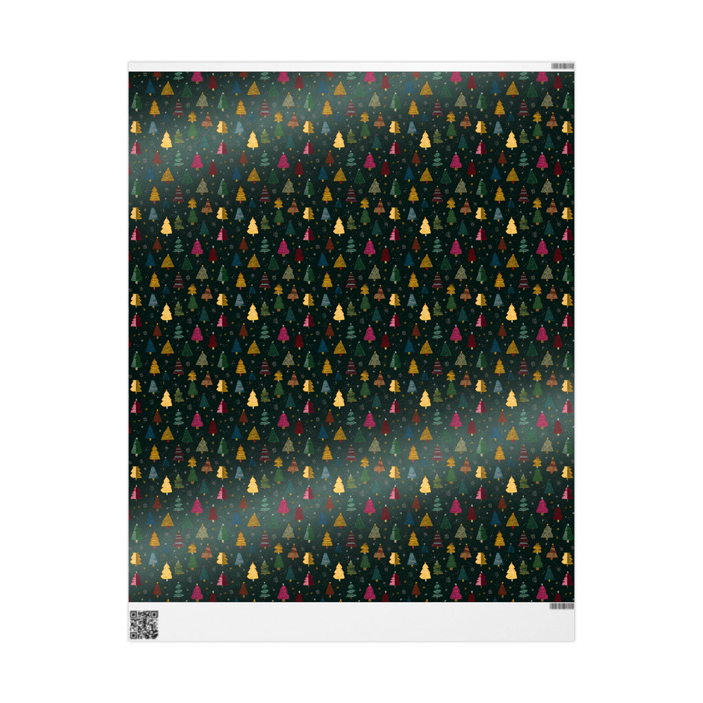Christmas Tree Pattern Wrapping Paper — Festive Dark Green Holiday Gift Wrap