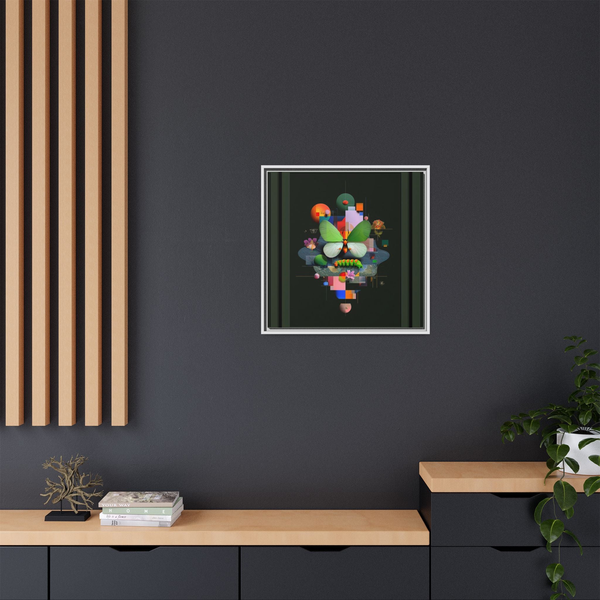 Metamorphosis Geometry Framed Print : Digital Nature Synthesis, Butterfly Abstraction   |  Personalized & Custom Orders Available