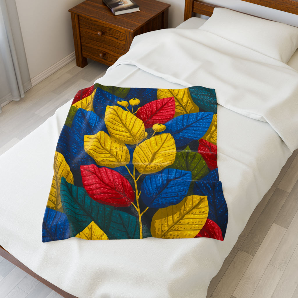 Foliage Fusion Quilt Doona Duvet Cover : Botanical Graphic Design, Vibrant Leaf Composition   |   Custom Orders Accepted
