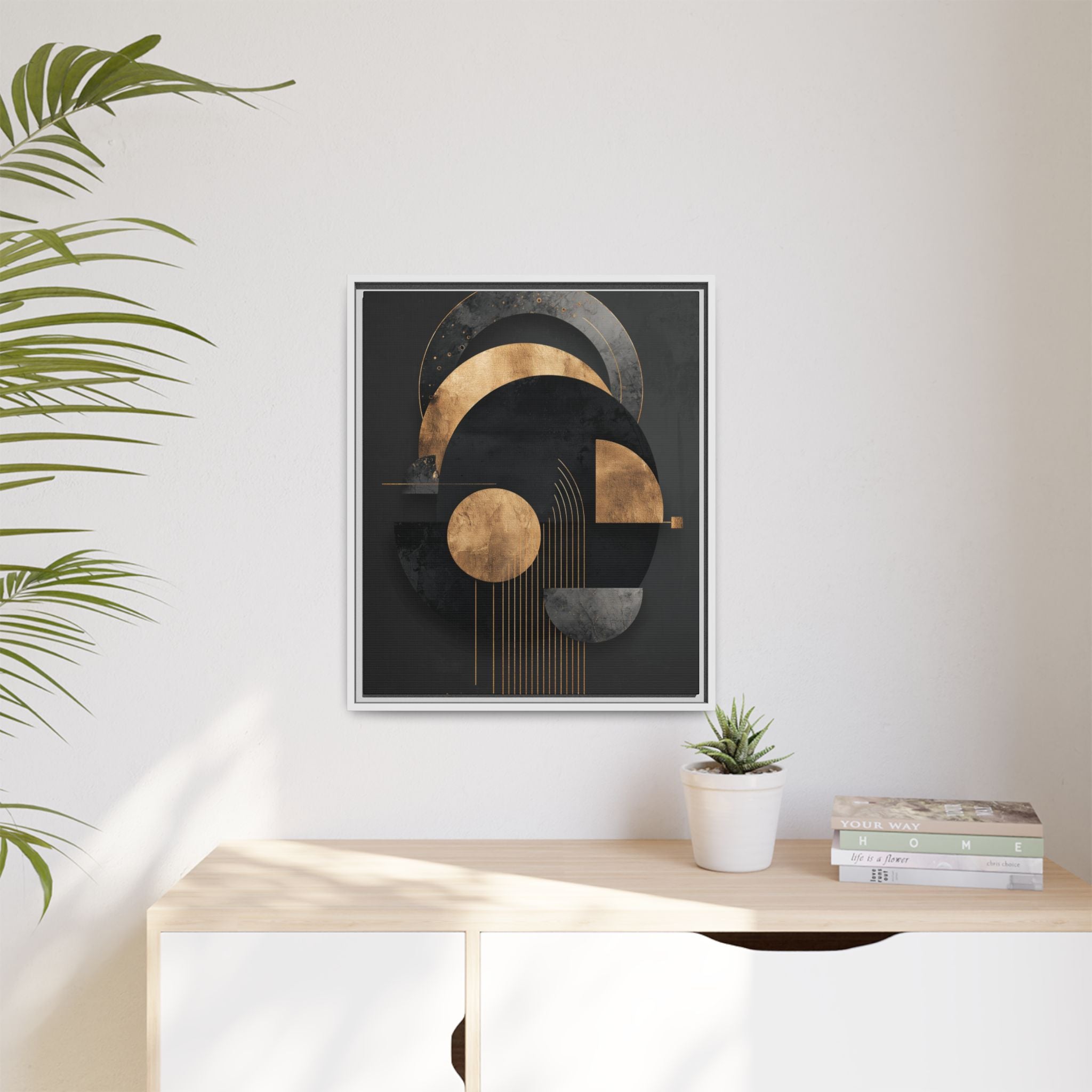 Geometric Resonance: Abstract Gold and Black Design, Minimalist Architectural Art, Modern Metallic Composition   |   Custom Orders Accepted