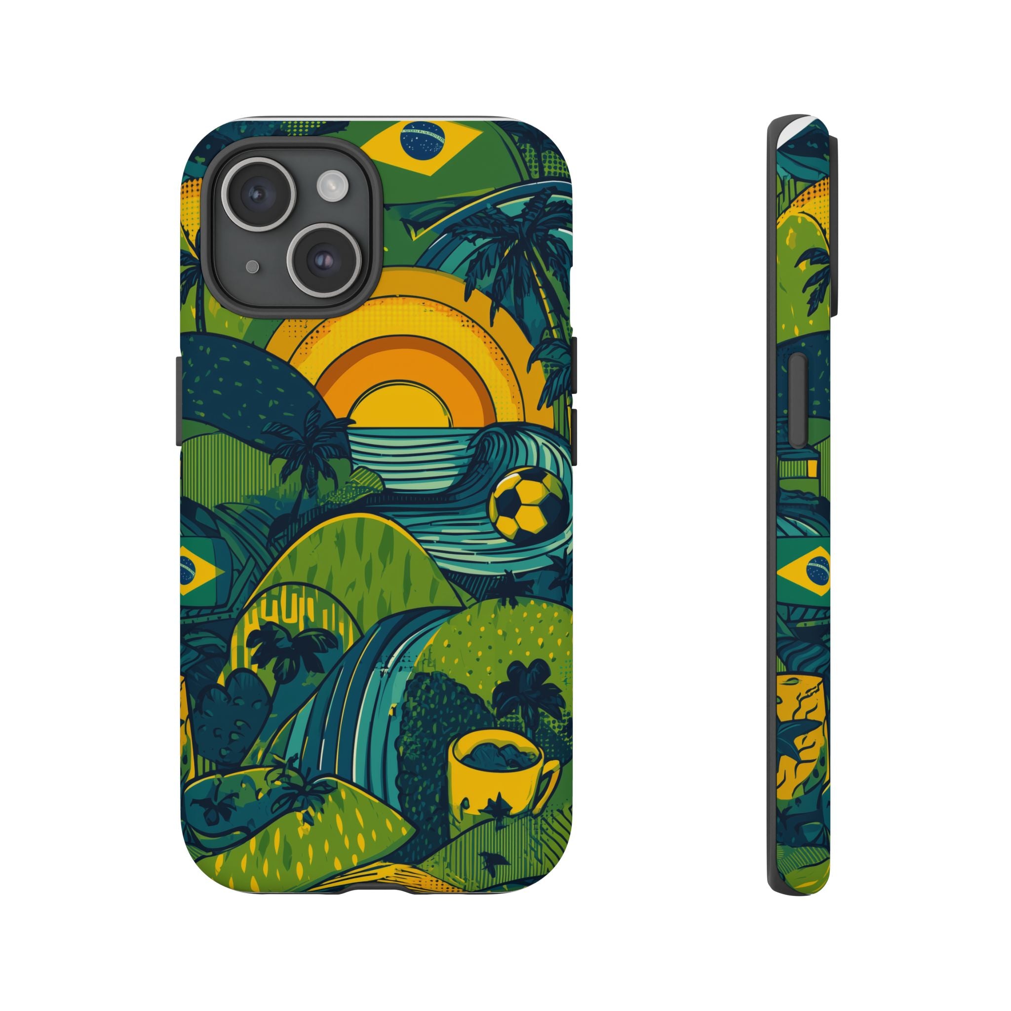 Brazil Tough Cases: Sporty Tropical Phone Case, Fun Beach Vibe Phone Accessory, Summer Travel Gift, Colorful Phone Cover, Casual Style Tech