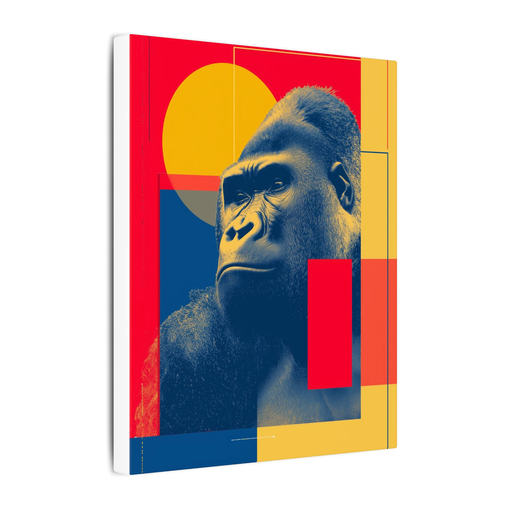 Regal Primate: Geometric Pop Art Portrait, Blue and Yellow Gorilla Graphic, Contemporary Wildlife Design   |  Personalized & Custom Orders