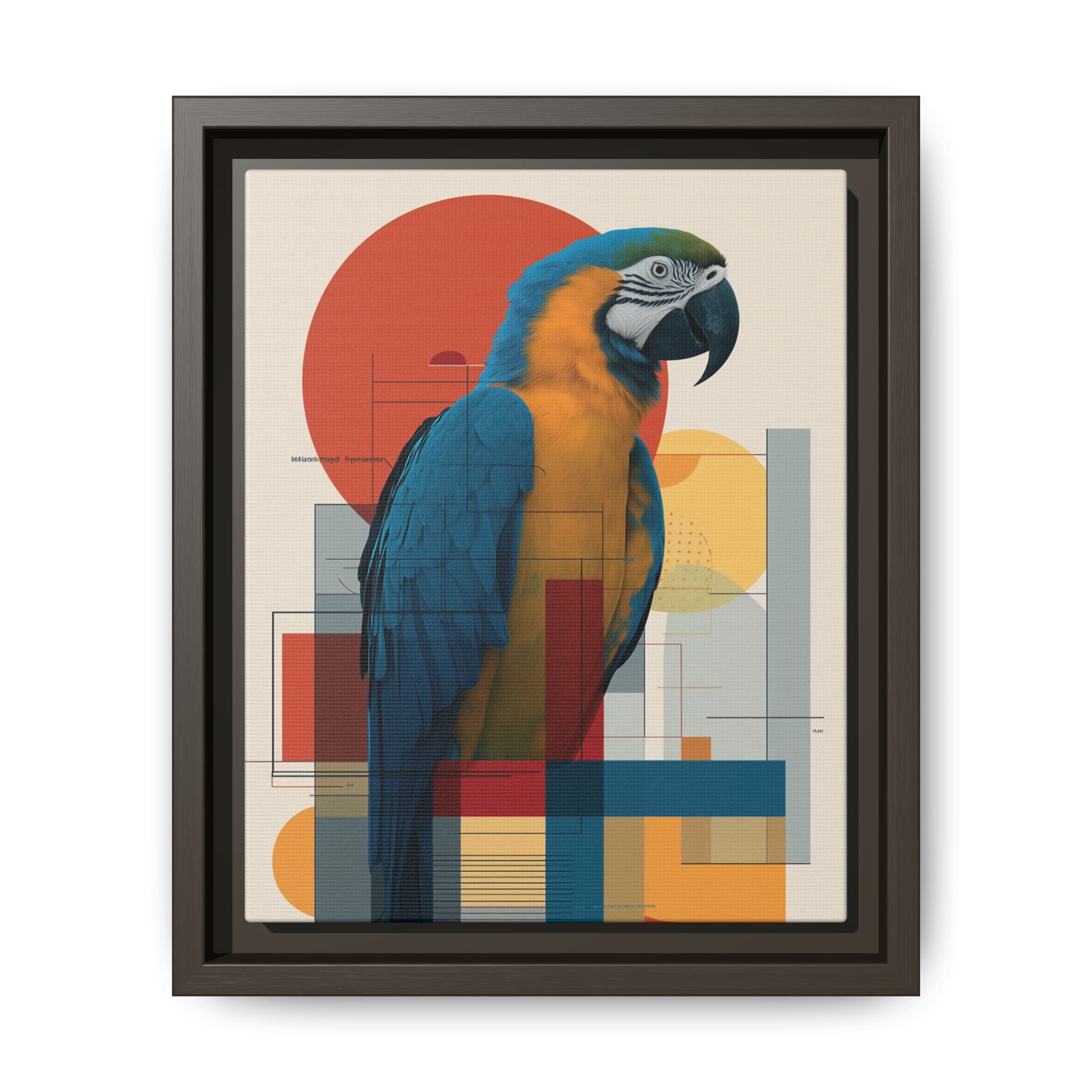 Macaw in Geometric Harmony: Modern Avian Portrait, Architectural Abstract Composition   |    Custom Orders Available