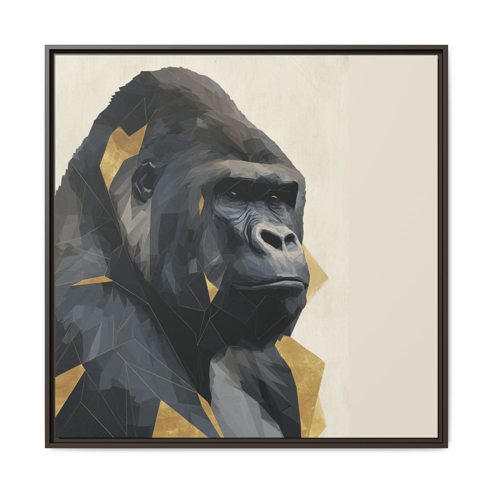 Primal Geometry: Polygonal Gorilla Portrait, Modern Metallic Wildlife Art   |  Personalized & Custom Orders Available