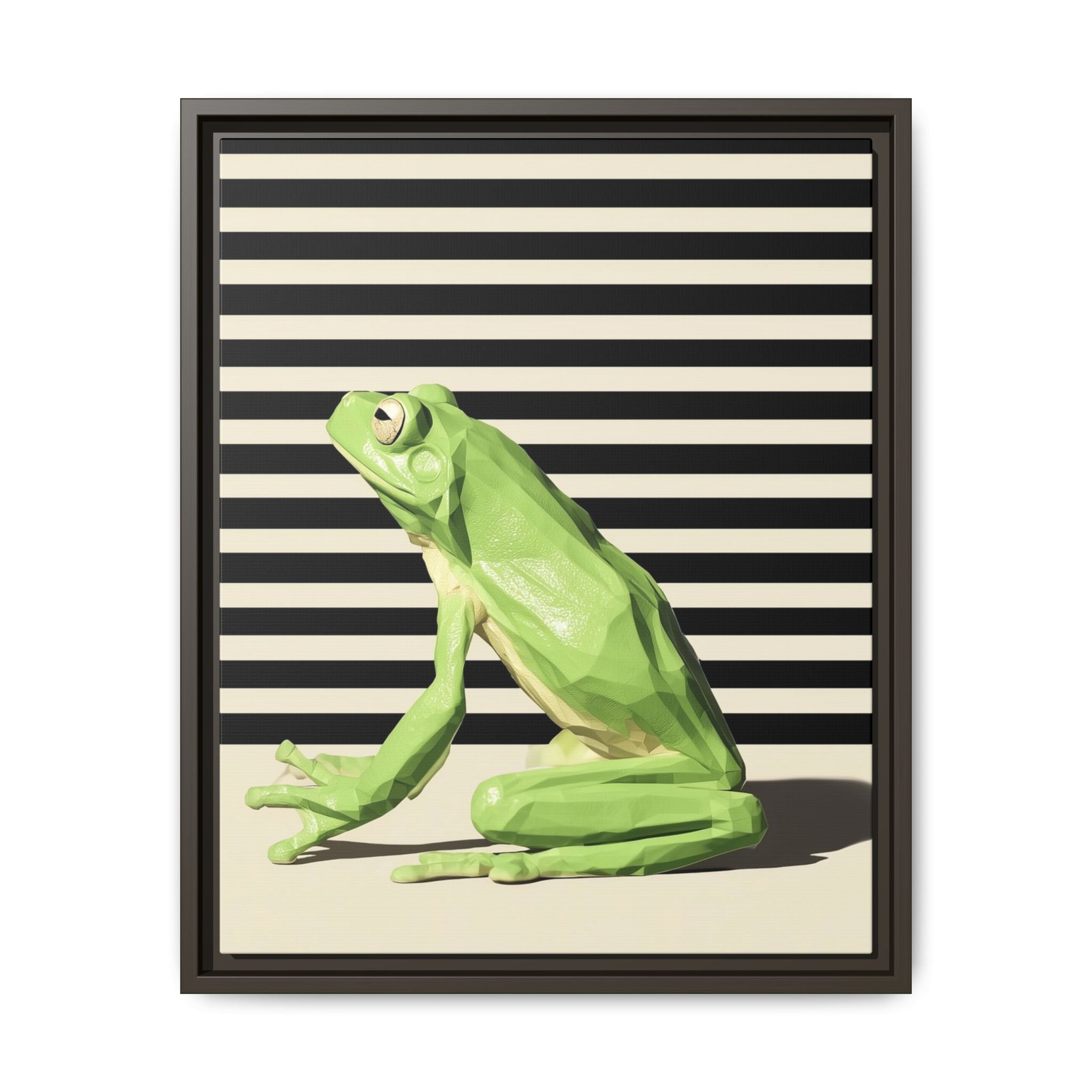 Geometric Frog Framed Print : Low-Poly Amphibian Design, Contemporary Minimalist Art   |  Personalized & Custom Orders Available