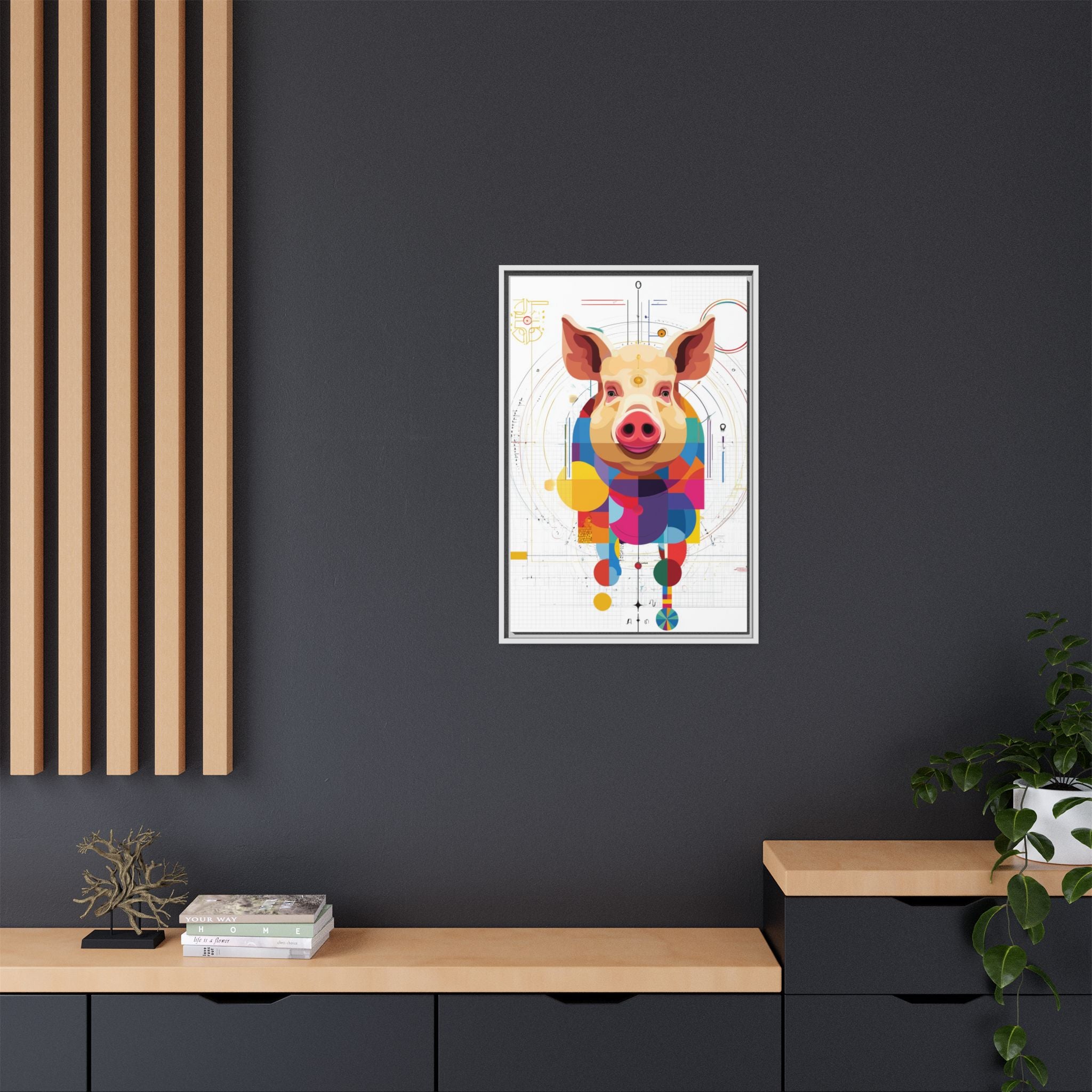 Geometric Pig: Digital Cubist Portrait, Mathematical Animal Abstraction   |    Custom Orders Available