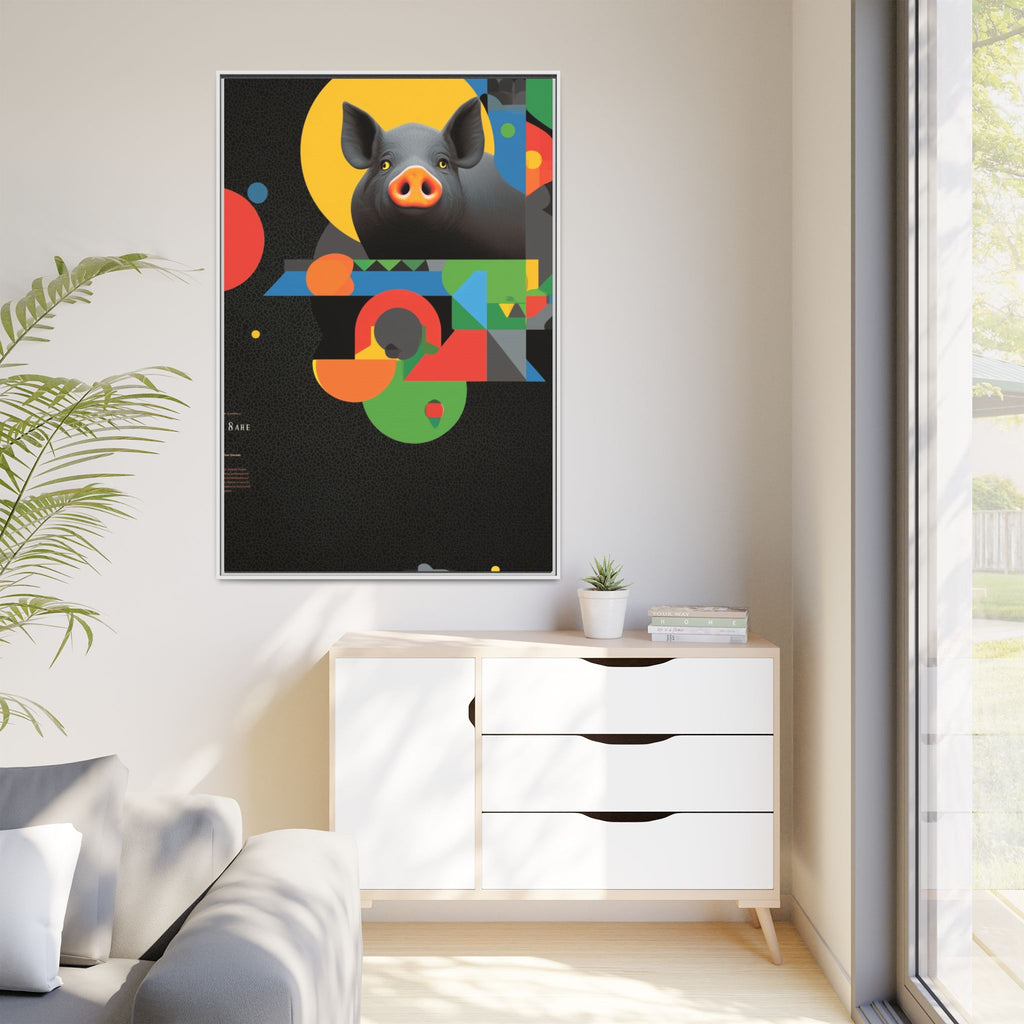 Geometric Pig Poster: Abstract Graphic Design, Colorful Modernist Composition   |    Custom Orders Available