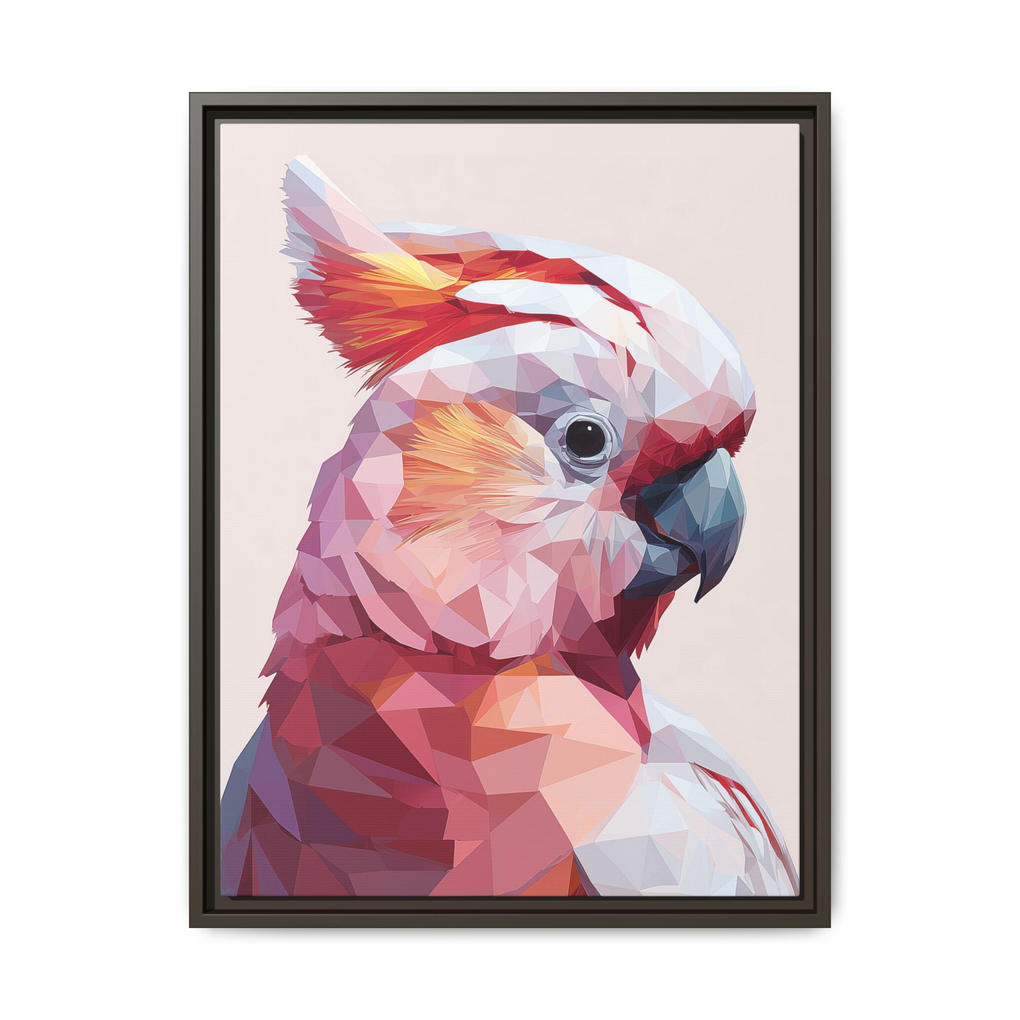 Prismatic Cockatoo: Geometric Bird Portrait, Low-Poly Digital Art   |  Personalized & Custom Orders Available