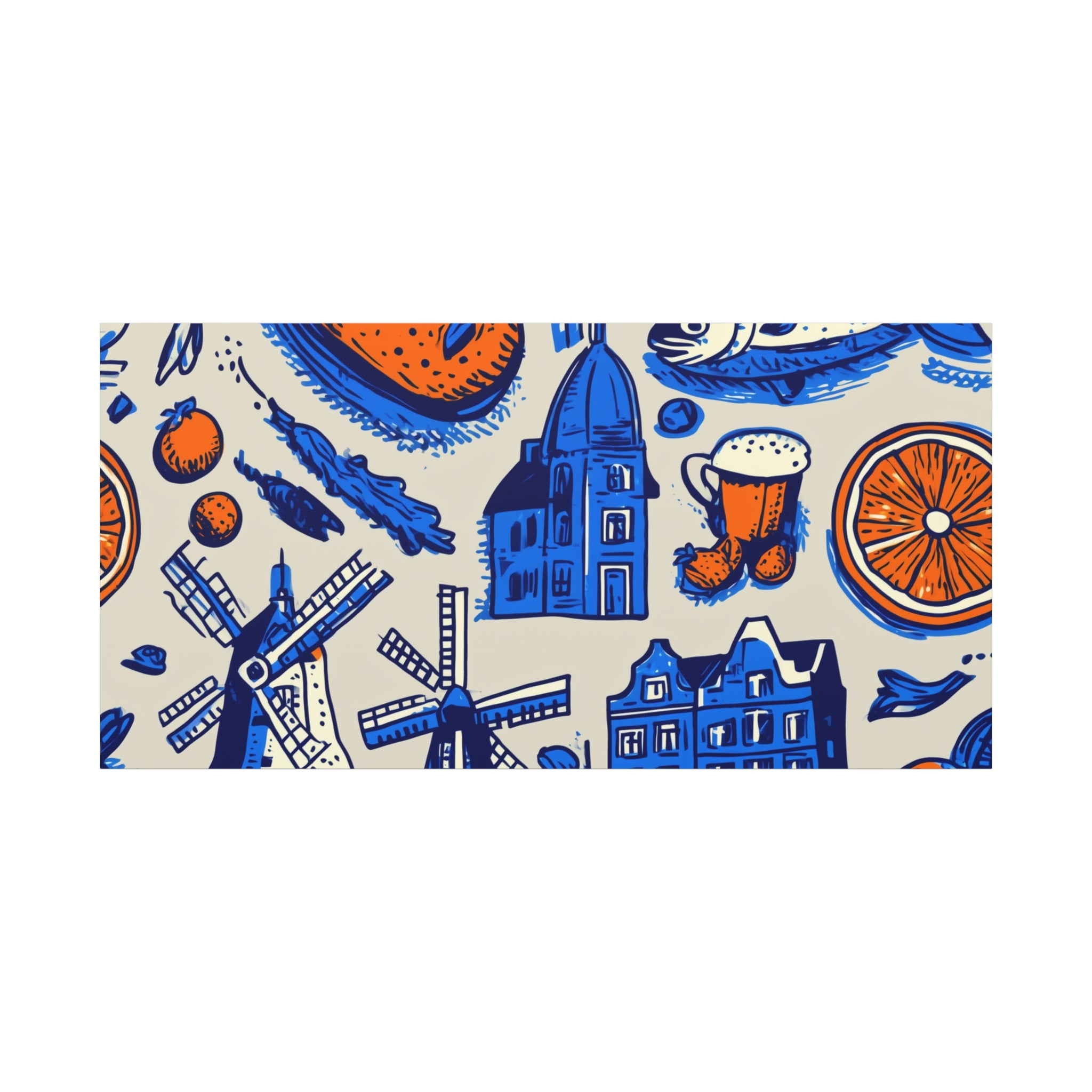 Dutch-Themed Matte Canvas Art Print, Wall Decor, Home Decor, Art Plaque, Gift for Food Lovers, Colorful Windmill Artwork