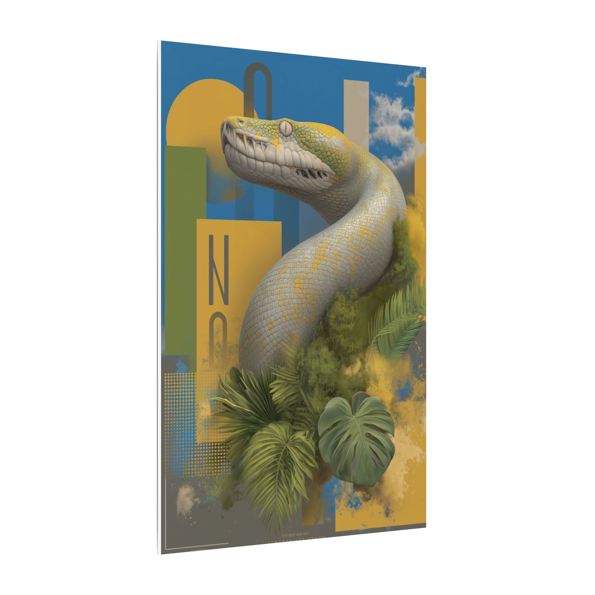 Serpent Sovereignty: Digital Wildlife Illustration, Geometric Botanical Landscape   |    Custom Orders Available