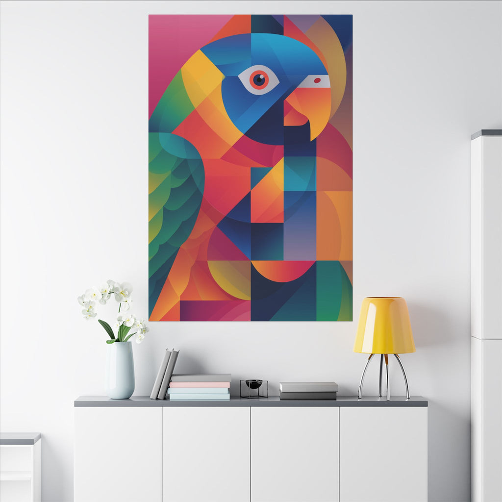Prismatic Parrot: Cubist Digital Art, Geometric Color Explosion   |    Custom Orders Available