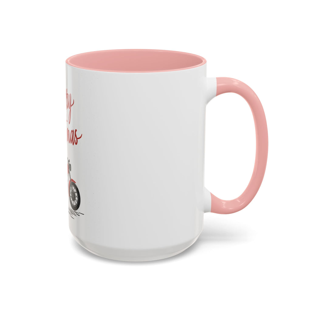 Christmas Motorcycle Coffee Mug for Bikers, Holiday Gift for Dad, Fun Presents for Motorcycle Enthusiasts, Festive Coffee Cup, Red & Black