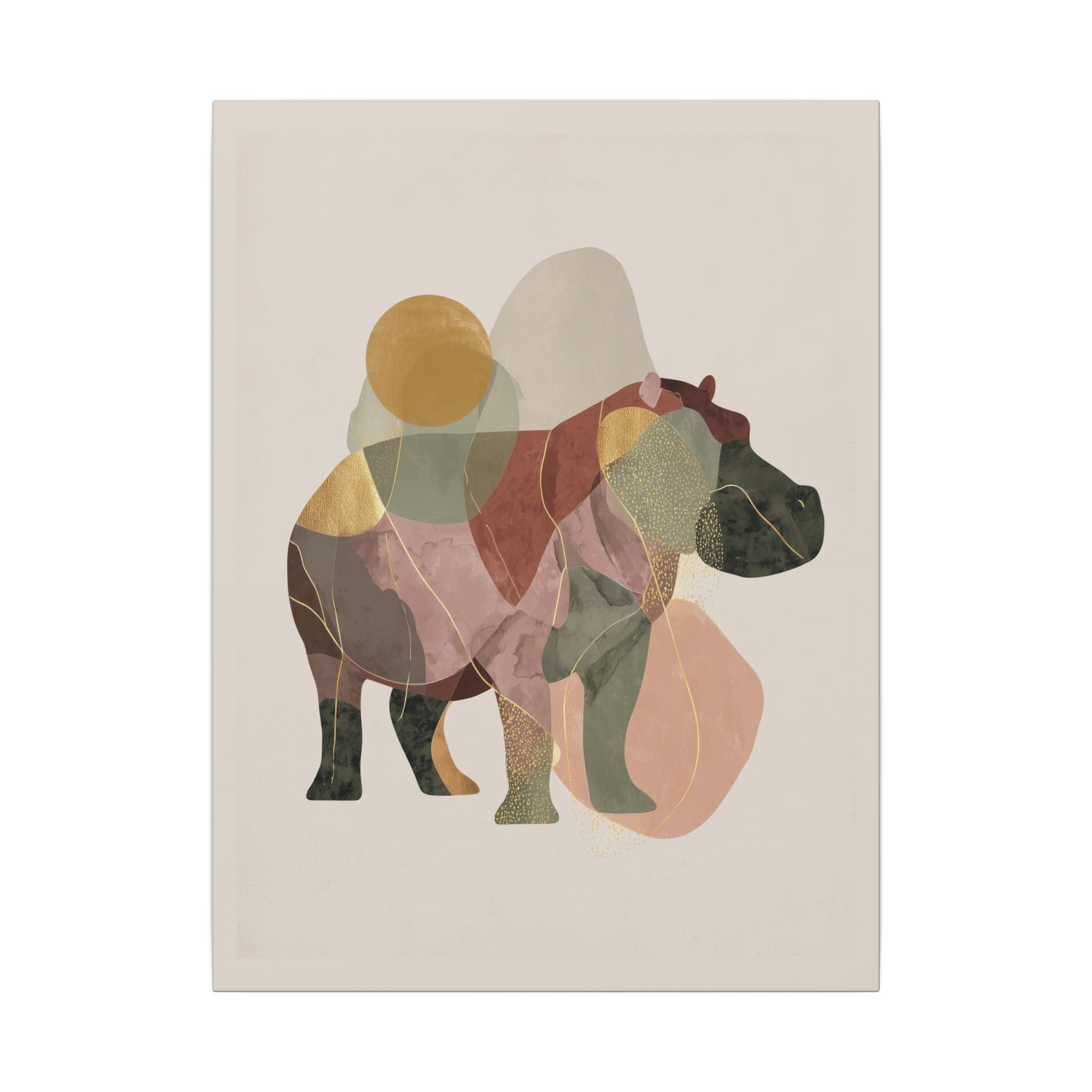 Fragmented Hippo: Geometric Abstraction, Earthy Mosaic Composition   |    Custom Orders Available