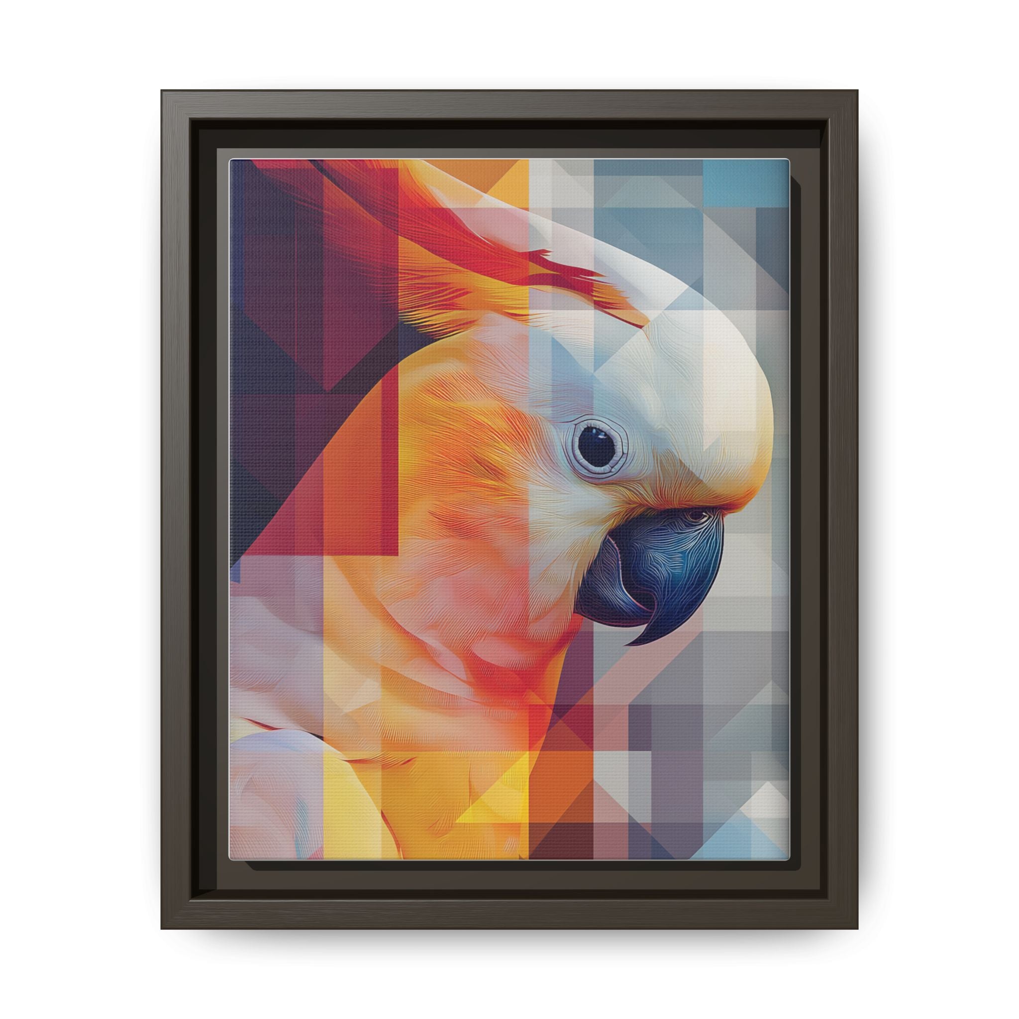 Prismatic Plume: Geometric Parrot Portrait, Digital Mosaic Abstraction   |    Custom Orders Available