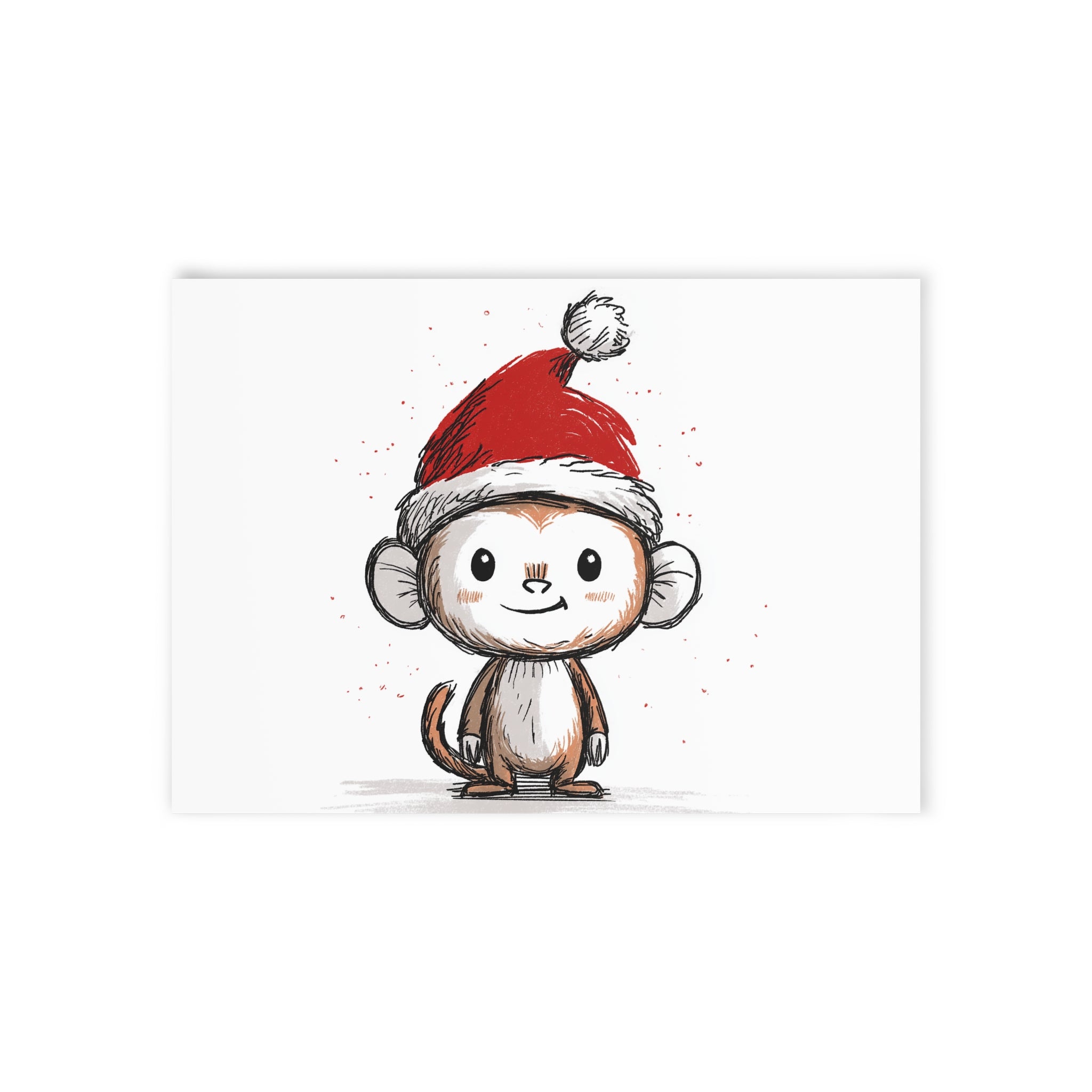 Festive Monkey Holiday Cards - Cute Two-Sided Christmas Greetings, Animal-Themed Greetings, Fun Holiday Stationery, Card Set, Seasonal Decor