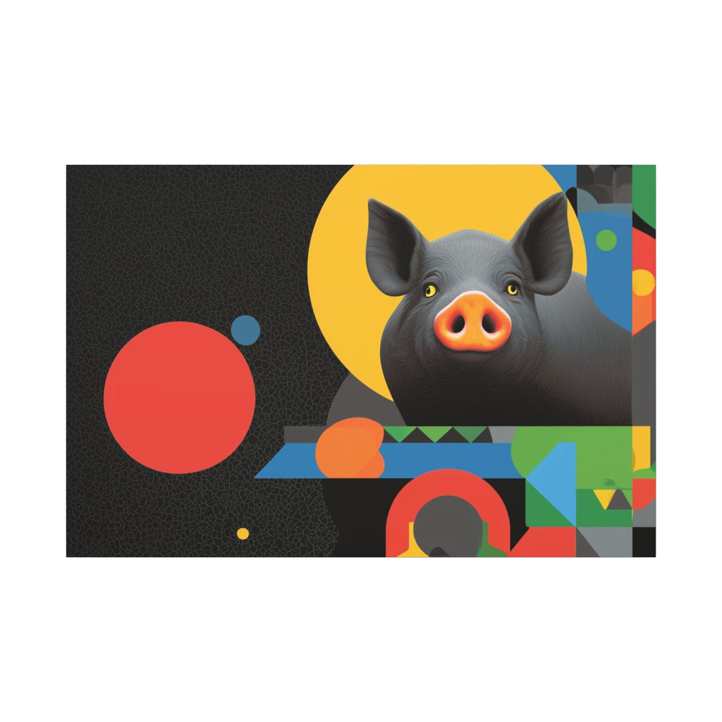Geometric Pig Odyssey: Abstract Graphic Design Poster, Avant-Garde Animal Art   |    Custom Orders Available