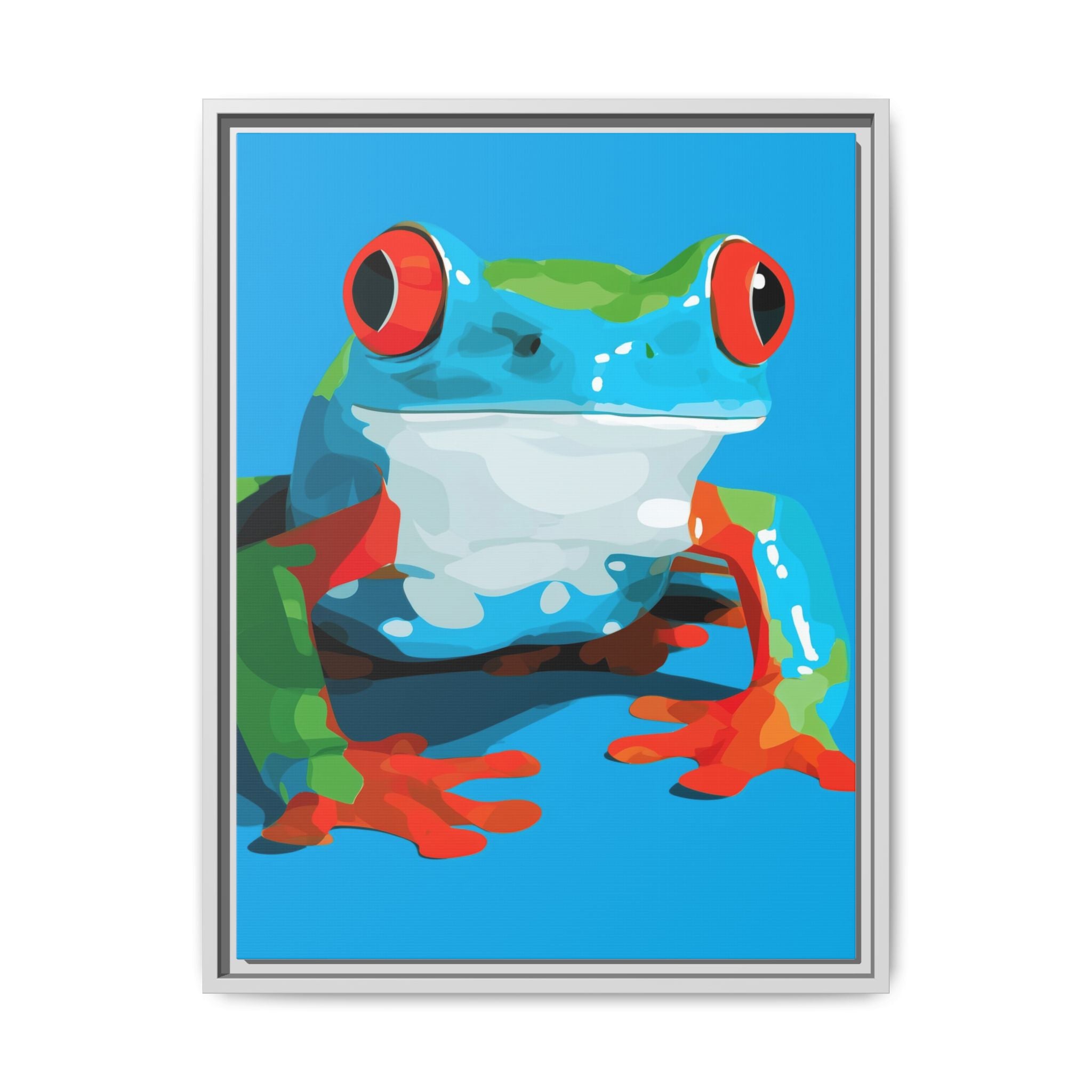 Red-Eyed Green Tree Frog Framed Print : Graphic Design, Pop Art Amphibian Portrait   |  Personalized & Custom Orders Available