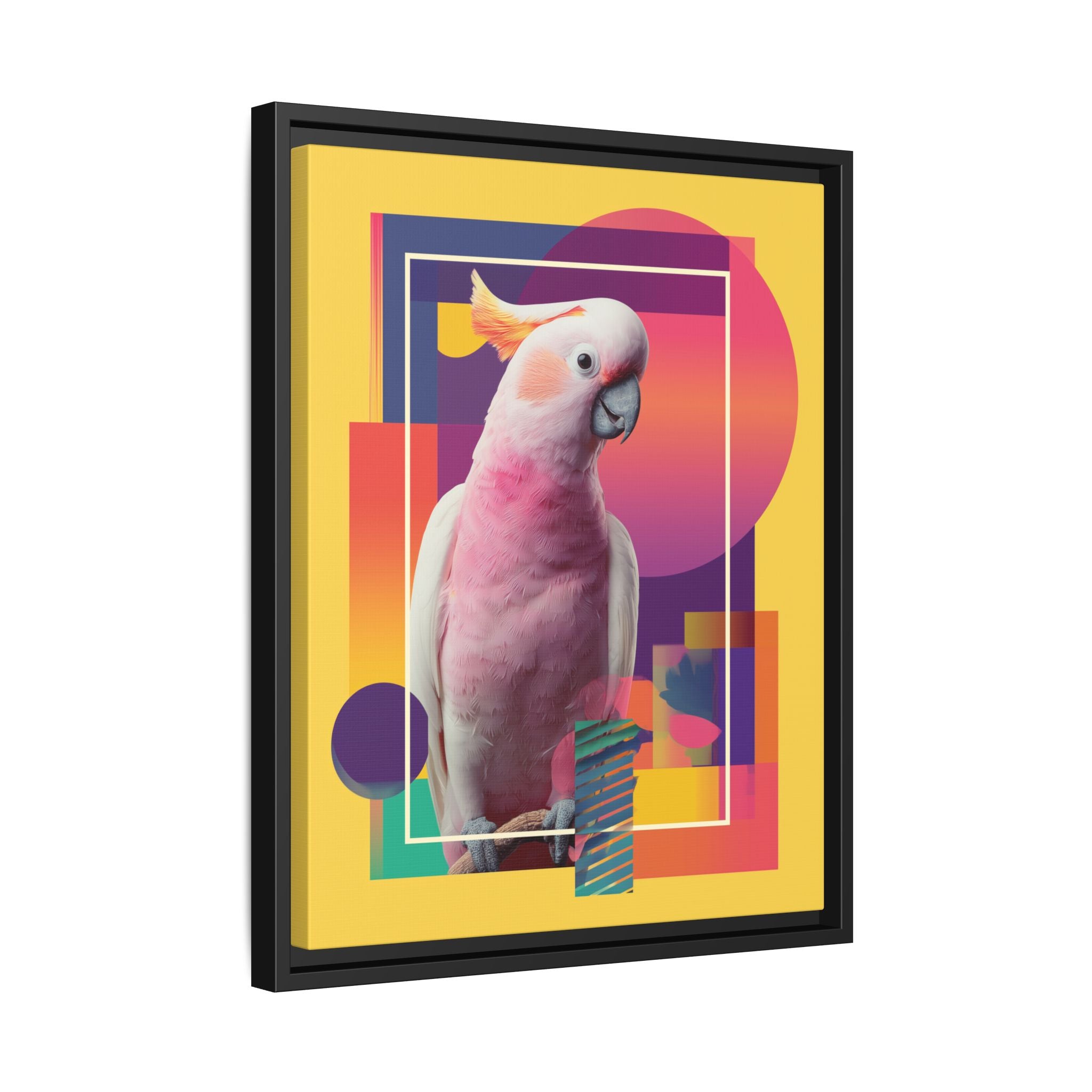 Geometric Cockatoo Composition: Moluccan Parrot Portrait, Modern Abstract Design   |    Custom Orders Available