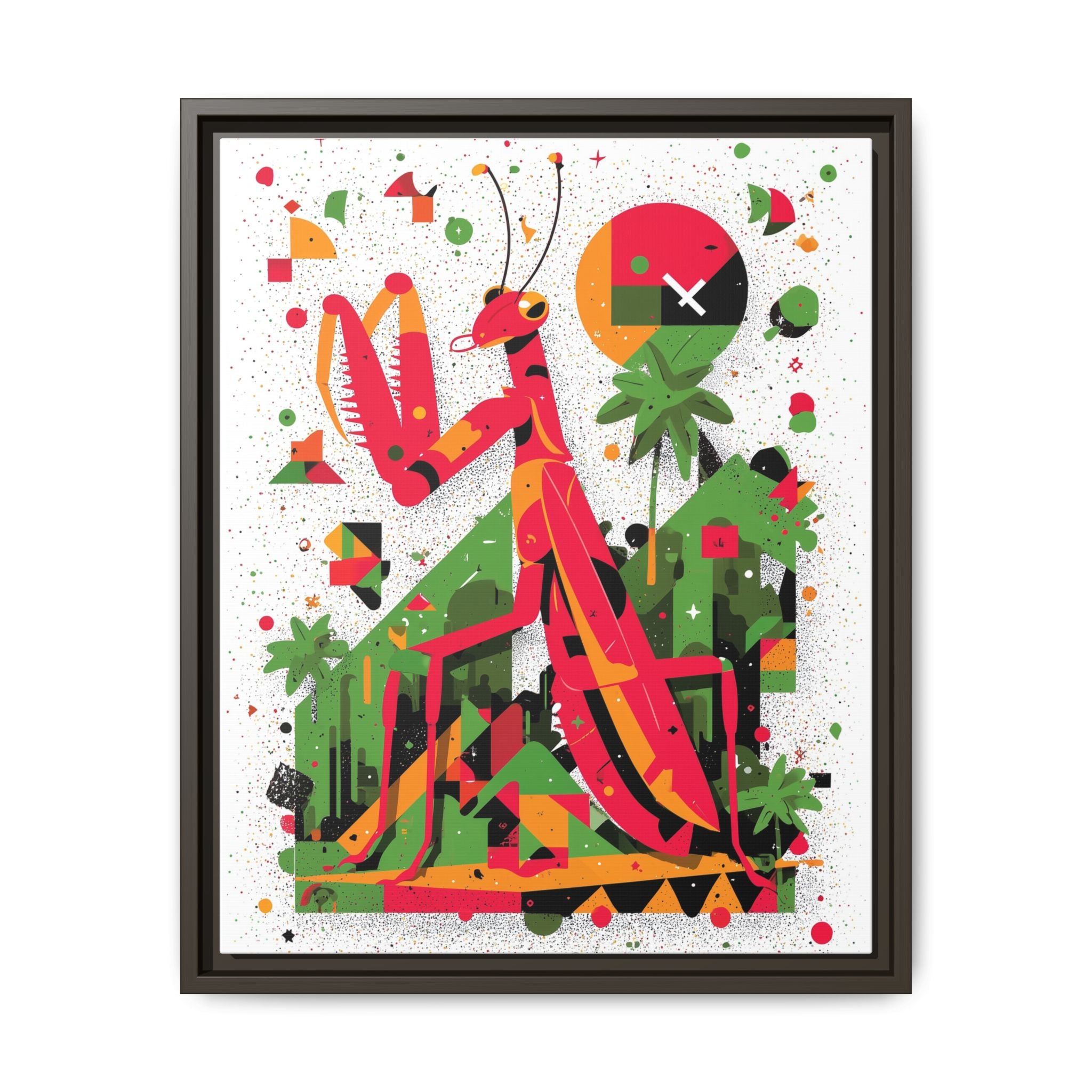 Praying Mantis Framed Print Geometric : Abstract Modernist Insect Art, Graphic Design Composition   |   Custom Orders Available