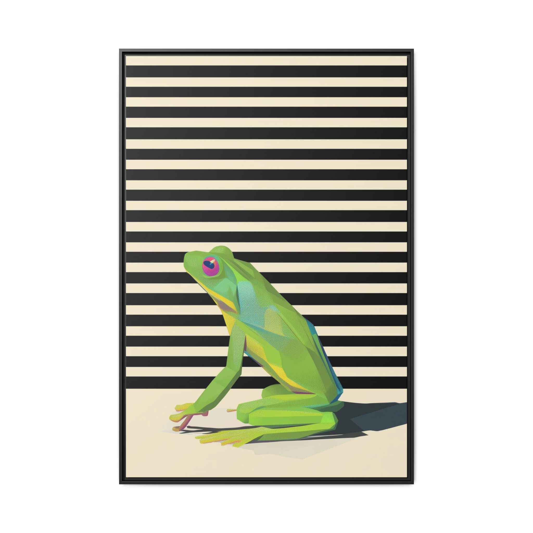 Stylized Frog Portrait Framed Print , Minimalist Pop Art Design   |  Personalized & Custom Orders Available