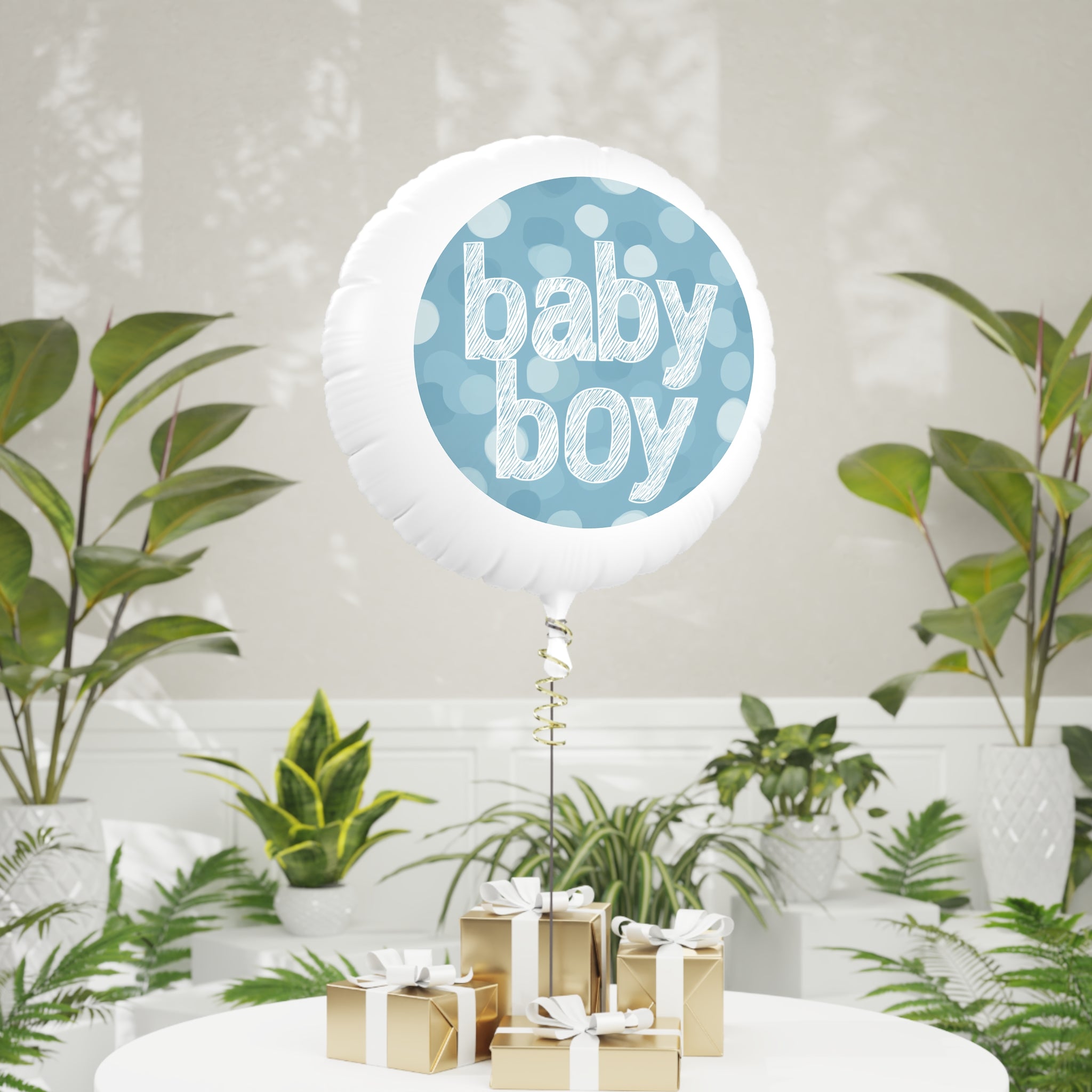 Baby Boy Mylar Helium Balloon – Blue Polka Dot Gender Reveal/Welcome
