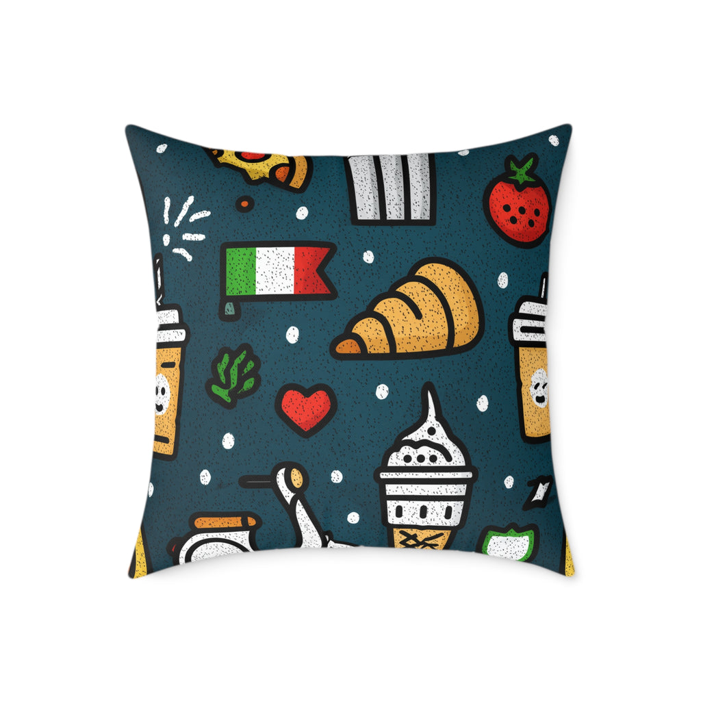 Charming Italy Themed Decorative Pillow, Cozy Couch Accent, Kitchen Decor, Gift for Food Lovers, Fun Home Accessories