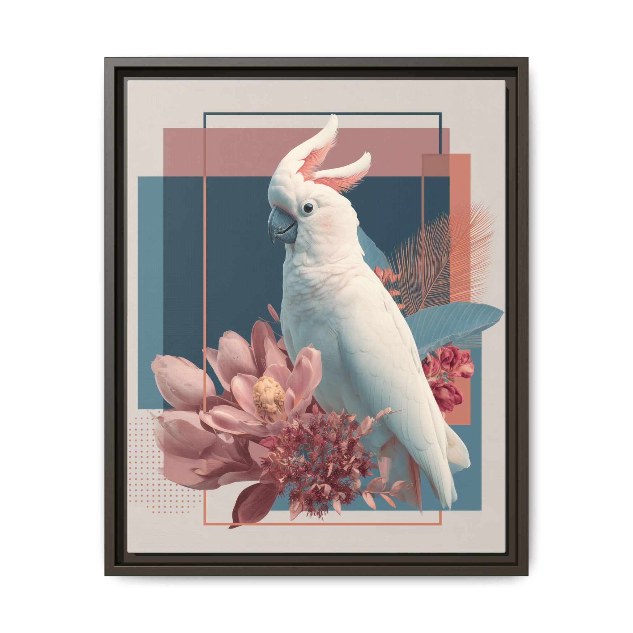 Cockatoo Geometric Framed Print : Modern Wildlife Illustration, Geometric Botanical Fusion   |  Personalized & Custom Orders Available