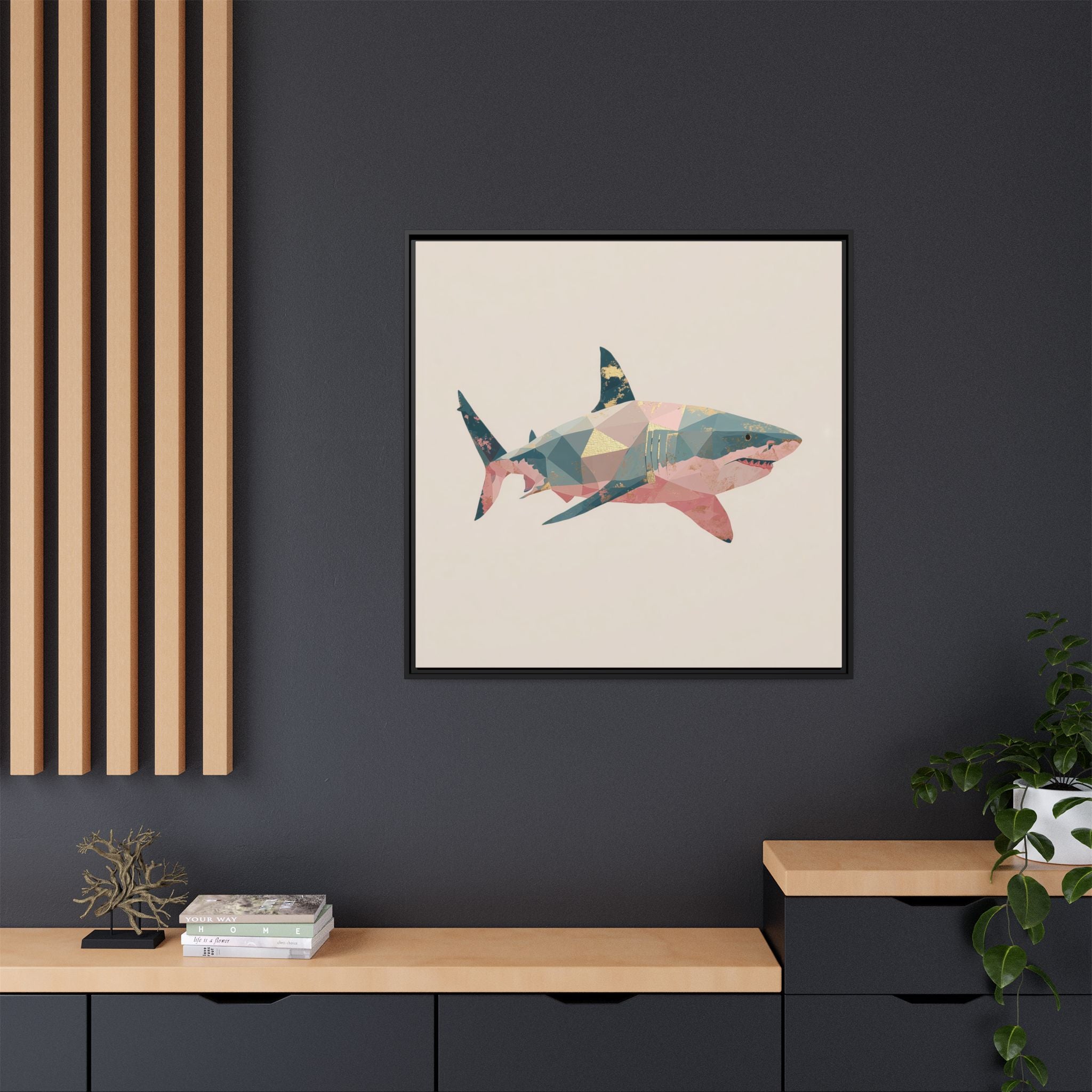 Geometric Shark Spectrum: Polygonal Marine Predator, Abstract Metallic Design   |  Personalized & Custom Orders Available