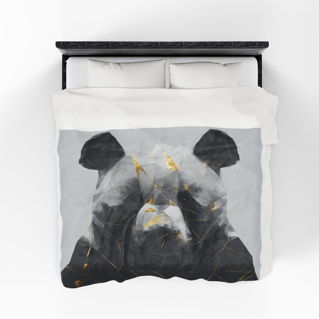 Fractured Panda Blanket: Geometric Digital Art, Polygonal Wildlife, Modern Metallic Rendering   |  Personalized & Custom Orders Available