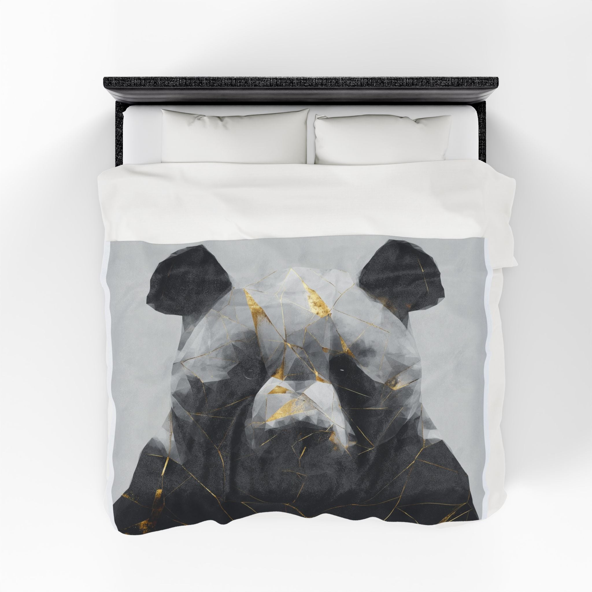 Fractured Panda Blanket: Geometric Digital Art, Polygonal Wildlife, Modern Metallic Rendering   |  Personalized & Custom Orders Available
