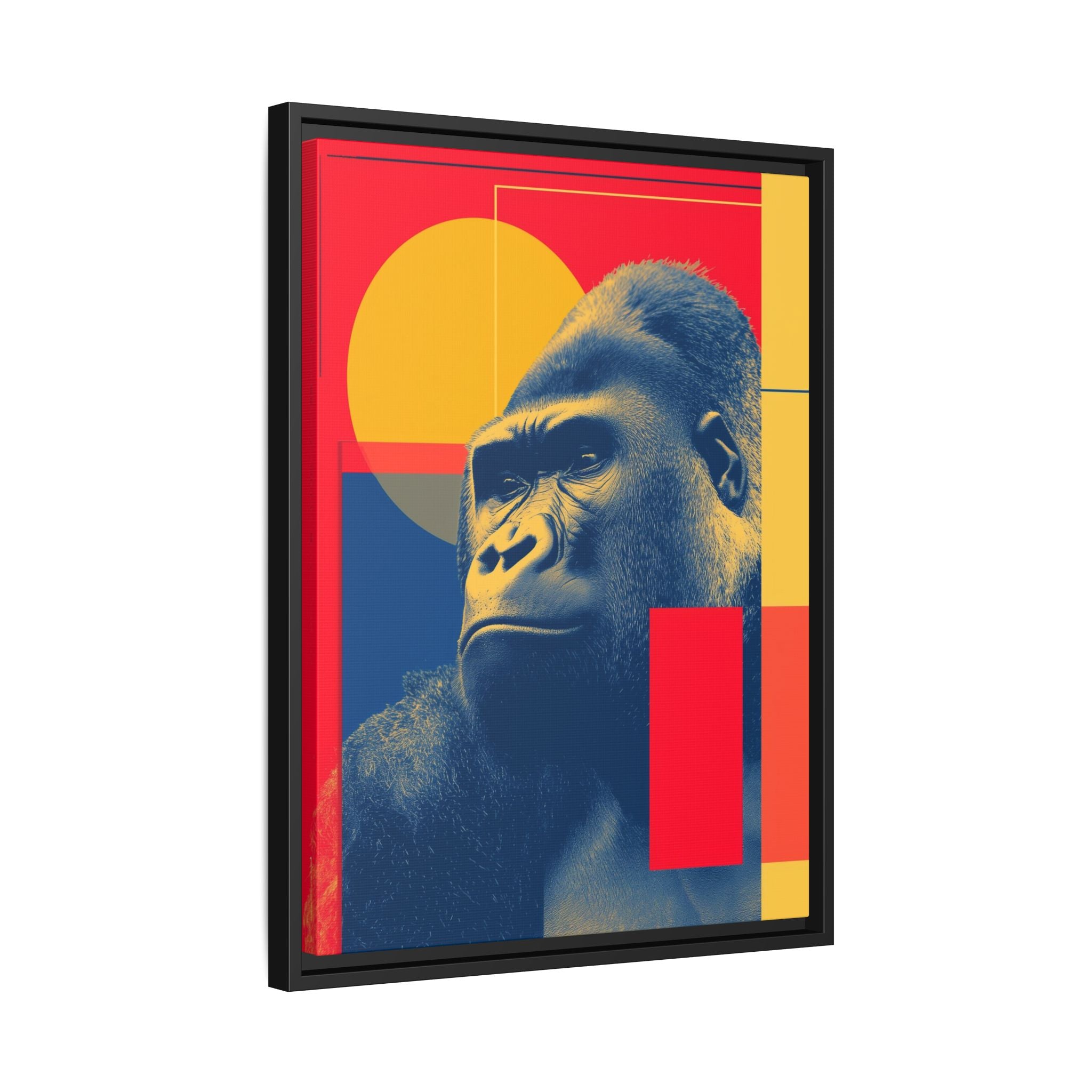 Primal Geometry: Gorilla Portrait in Blue and Yellow, Pop Art Graphic Design   |  Personalized & Custom Orders Available
