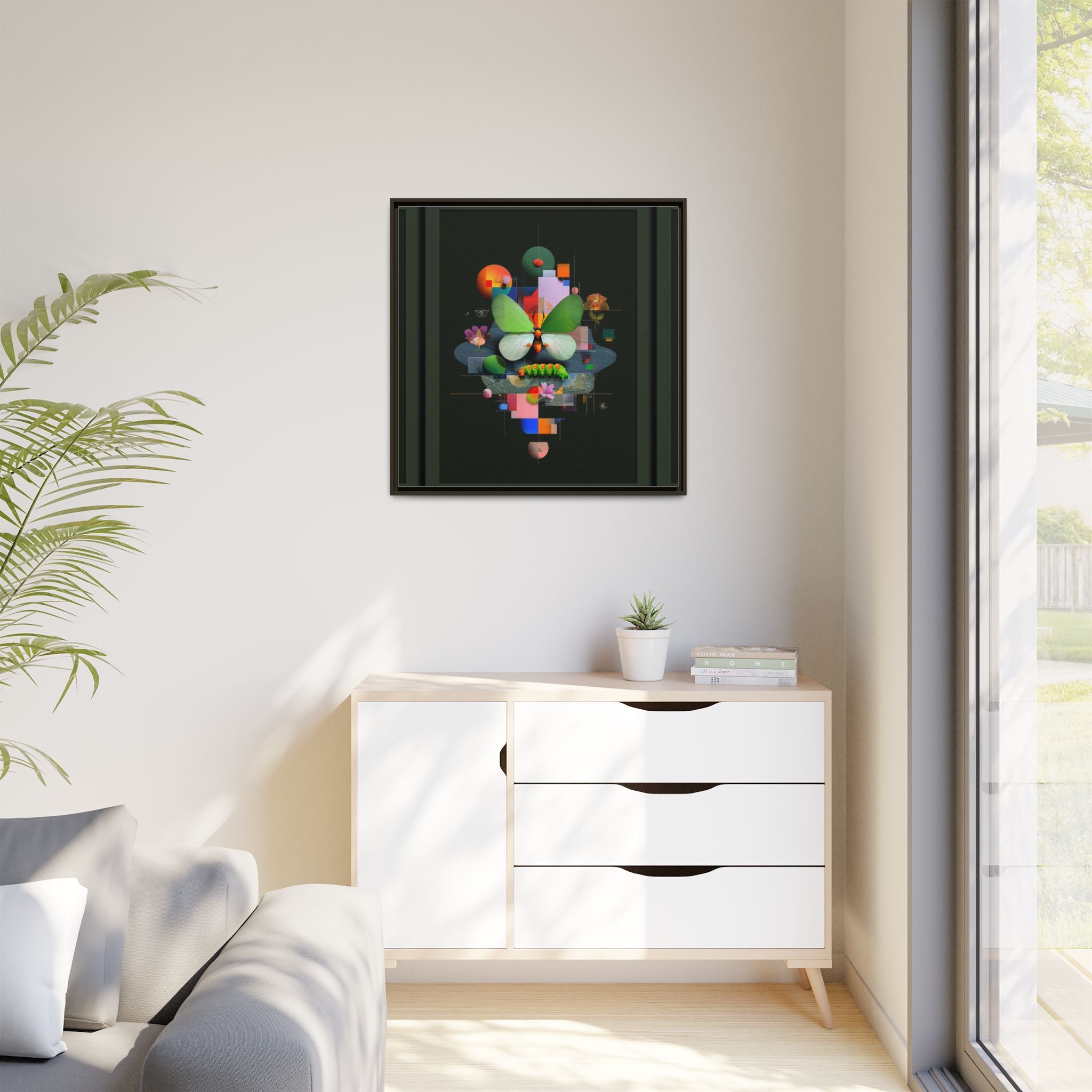 Metamorphosis Geometry Framed Print : Digital Nature Synthesis, Butterfly Abstraction   |  Personalized & Custom Orders Available