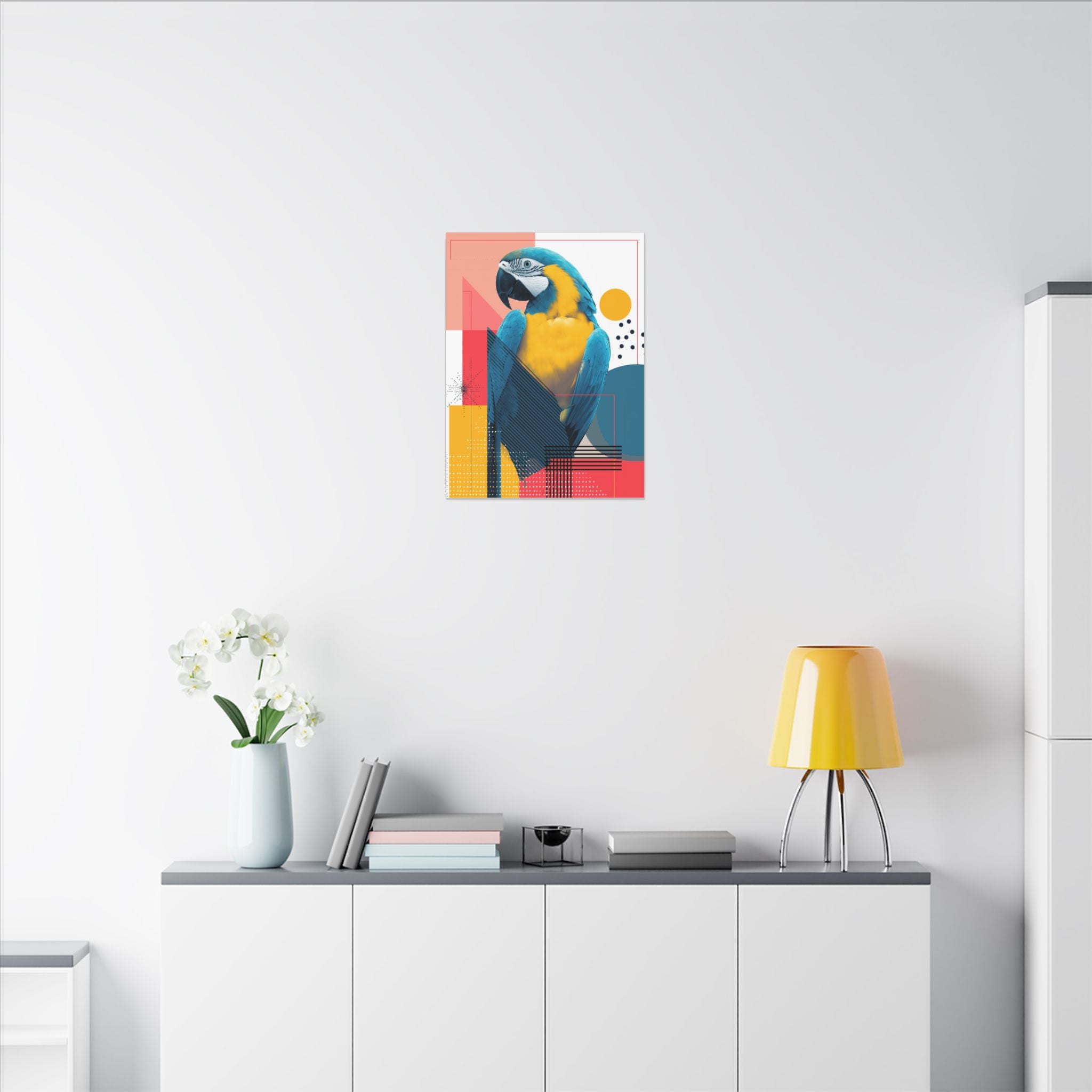 Macaw Geometry: Vibrant Avian Portrait, Modern Graphic Design Print   |    Custom Orders Available