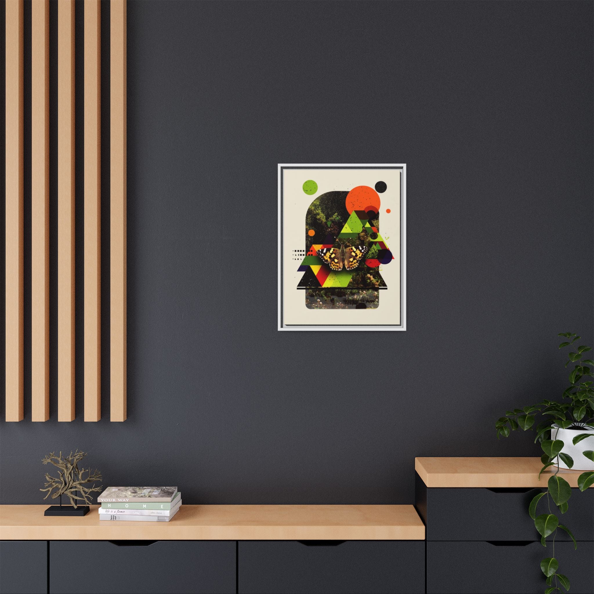 Metamorphic Geometries Framed Print: Digital Nature Collage, Butterfly Abstract Design   |   Custom Orders Available