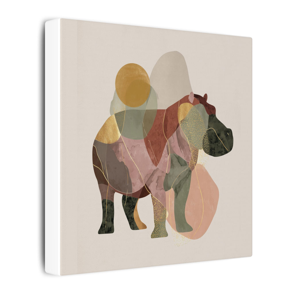Fragmented Hippo: Geometric Abstraction, Earthy Mosaic Composition   |    Custom Orders Available