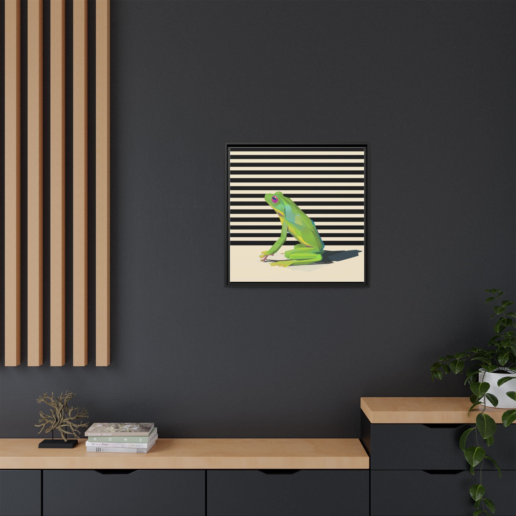 Stylized Frog Portrait Framed Print , Minimalist Pop Art Design   |  Personalized & Custom Orders Available