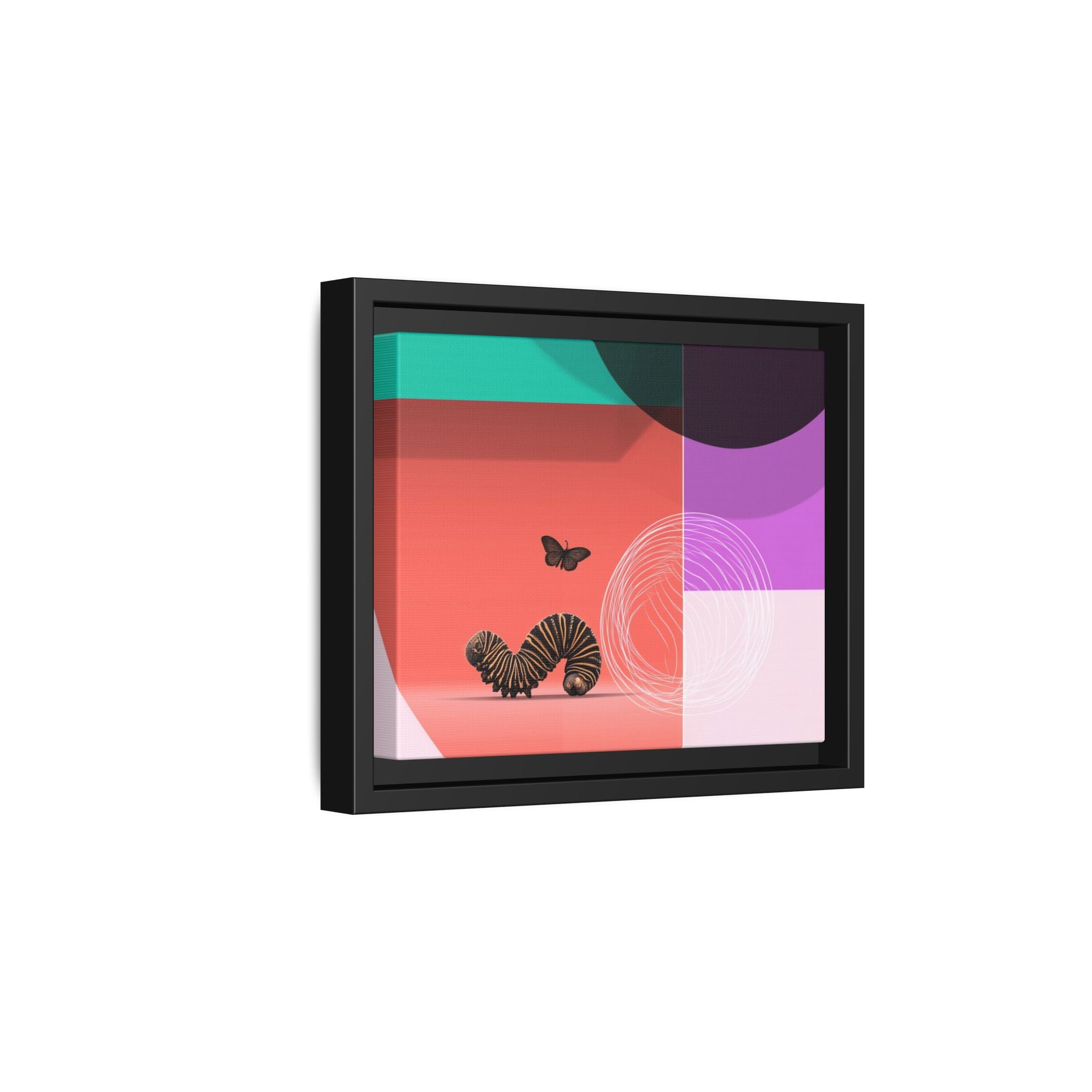 Striped Caterpillar and Butterfly Framed Print , Mid-Century Modern Color Blocks   |  Personalized & Custom Orders Available