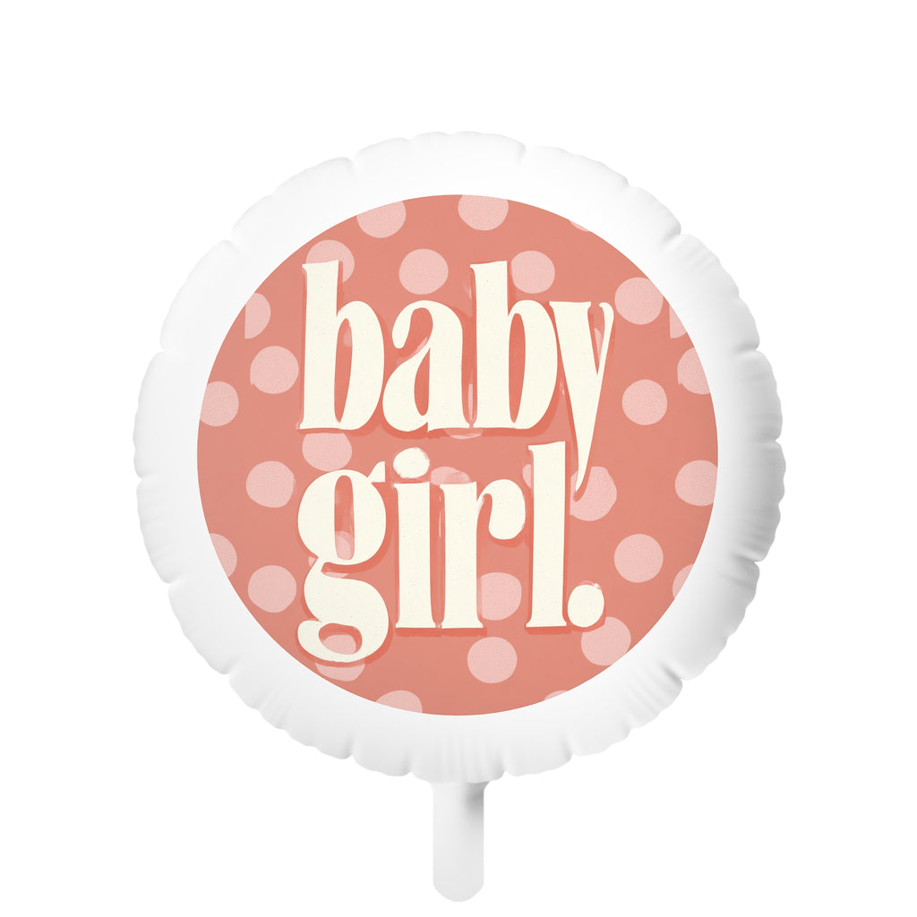 Baby Girl Polka Dot Mylar Balloon — Gender Reveal & Newborn Celebration