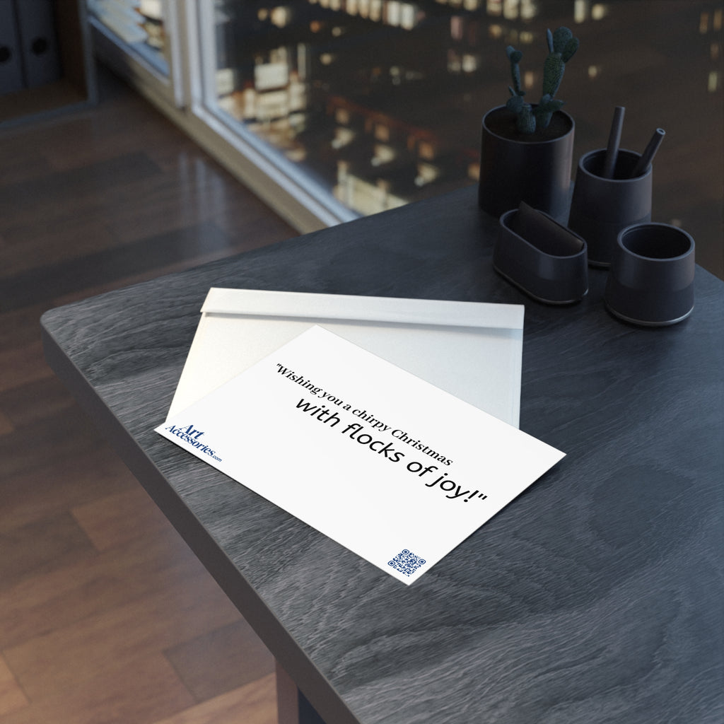 Merry Christmas Holiday Cards, Festive Greeting Cards, Two-Sided Christmas Cards, Chirpy Christmas Cards, Seasonal Greeting Cards,