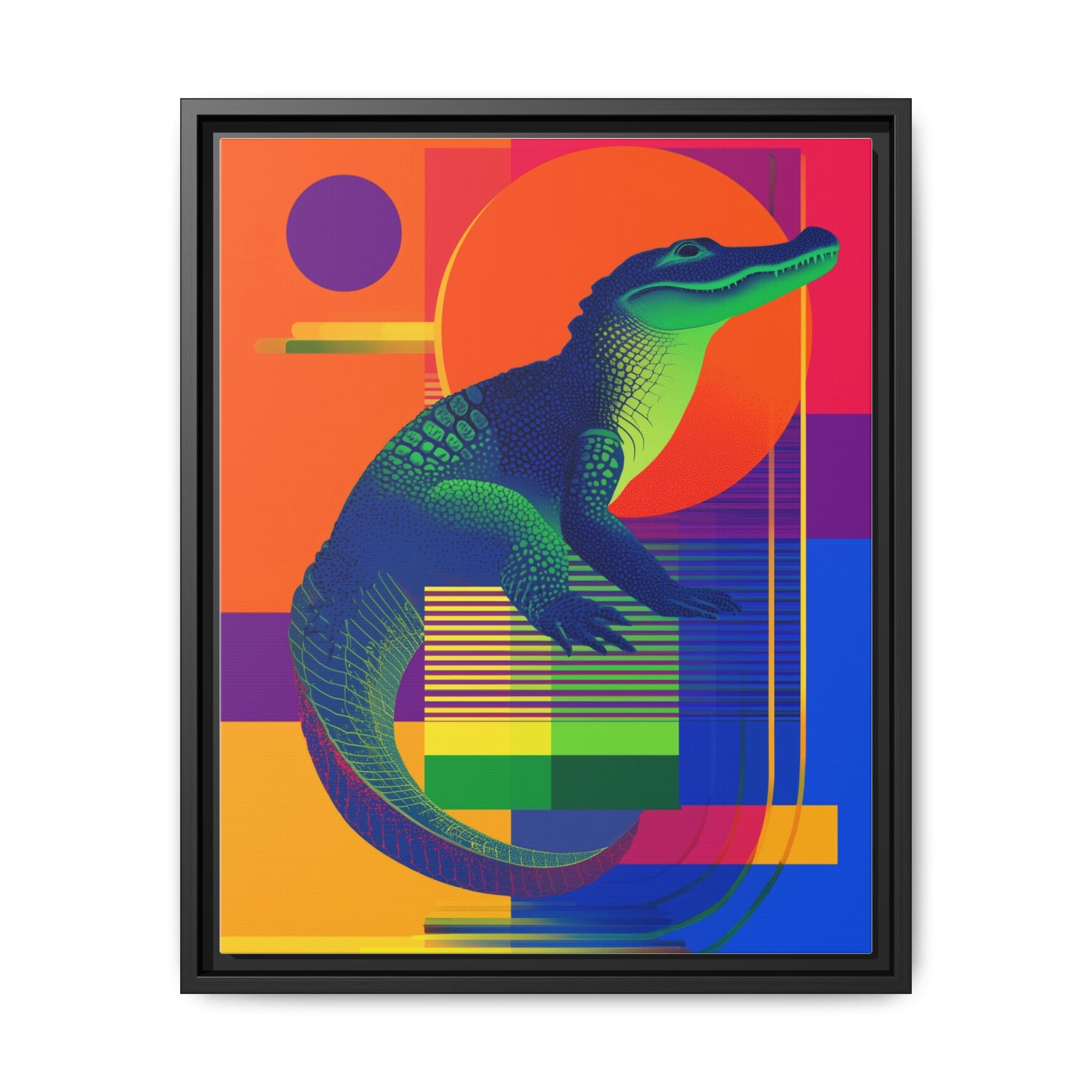 Geometric Alligator Framed Print: Pop Art Reptile, Vibrant Gradient Composition   |  Personalized & Custom Orders Available