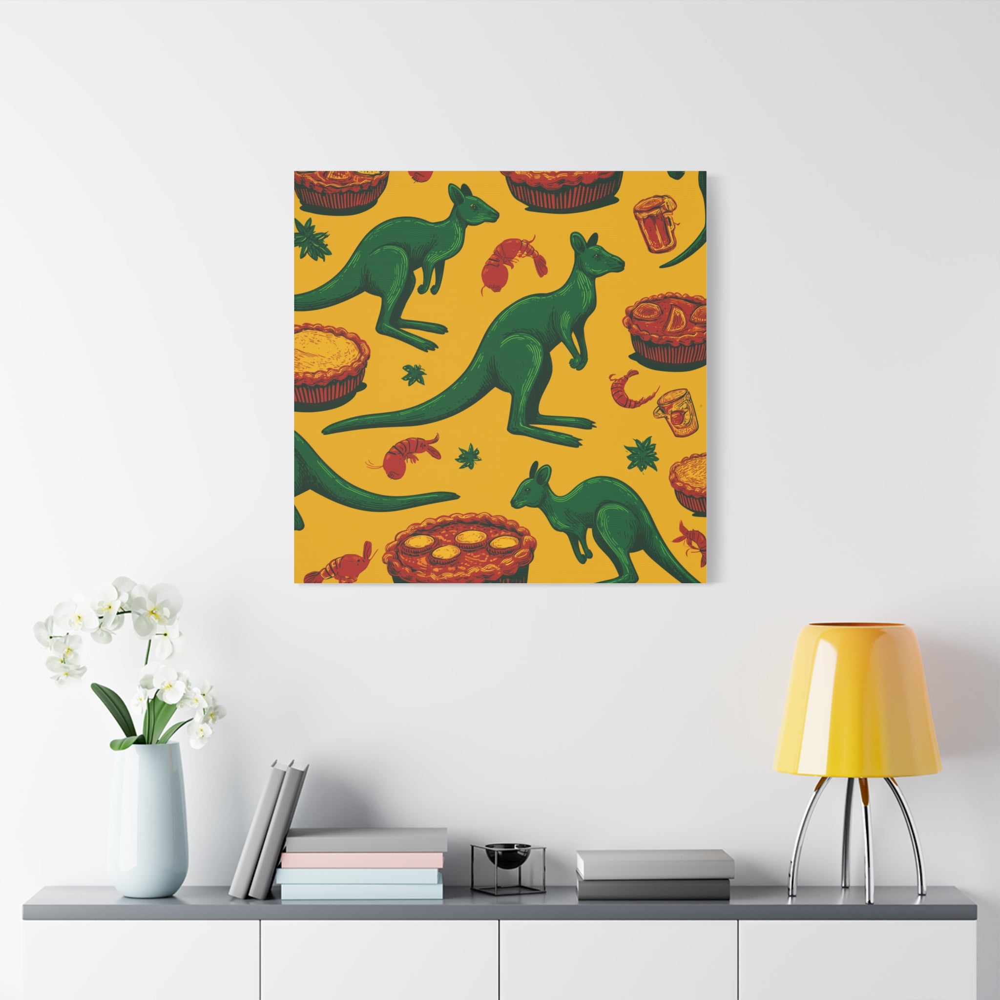 Kangaroo Canvas Wall Art, Vibrant Animal Decor, Unique Gift for Nature Lovers, Fun Kitchen Wall Hanging, Australian Themed Art