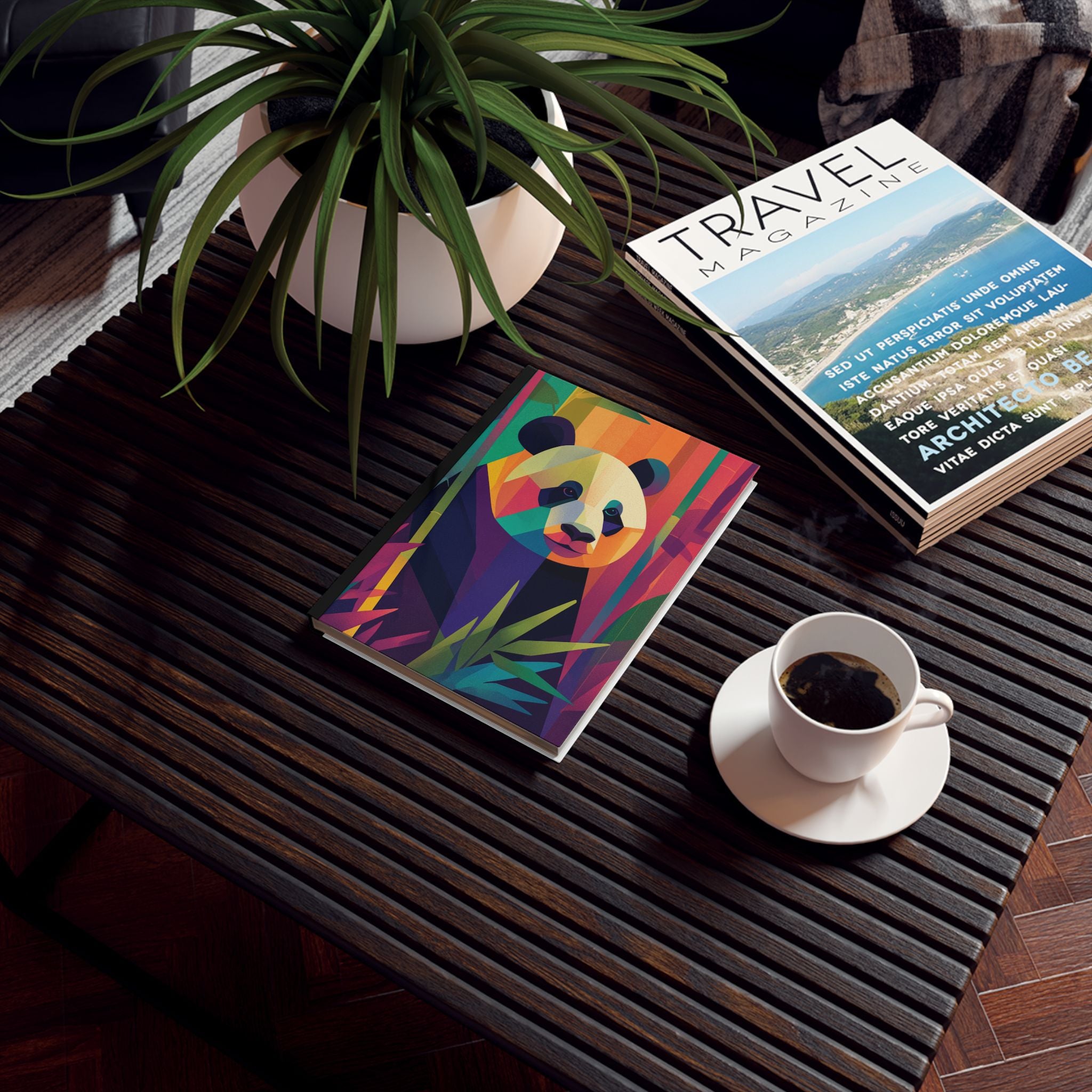 Personalized Journal    |  Geometric Panda: Low-Poly Wildlife Art, Modern Graphic Design Portrait, Colorful Abstract Animal Illustration