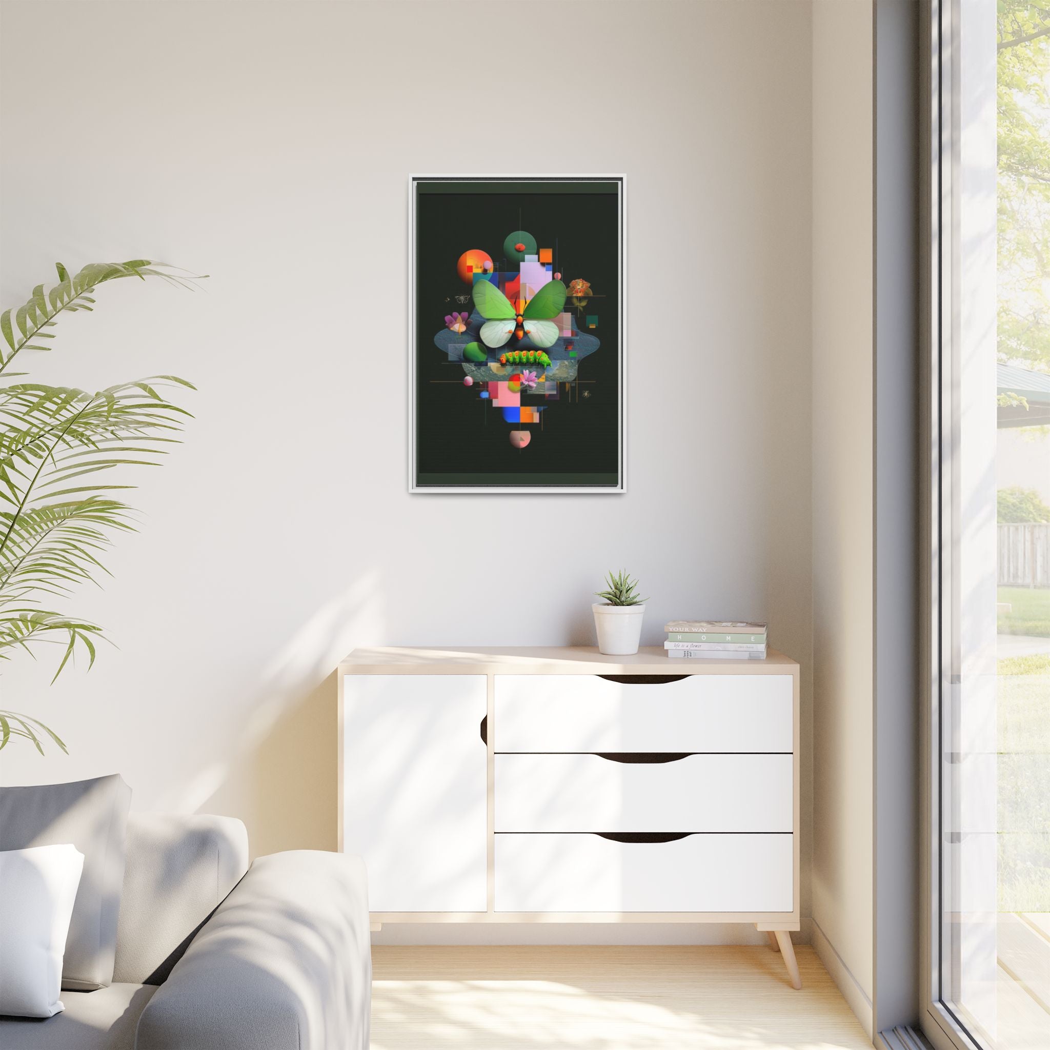 Metamorphosis Geometry Framed Print : Digital Nature Synthesis, Butterfly Abstraction   |  Personalized & Custom Orders Available
