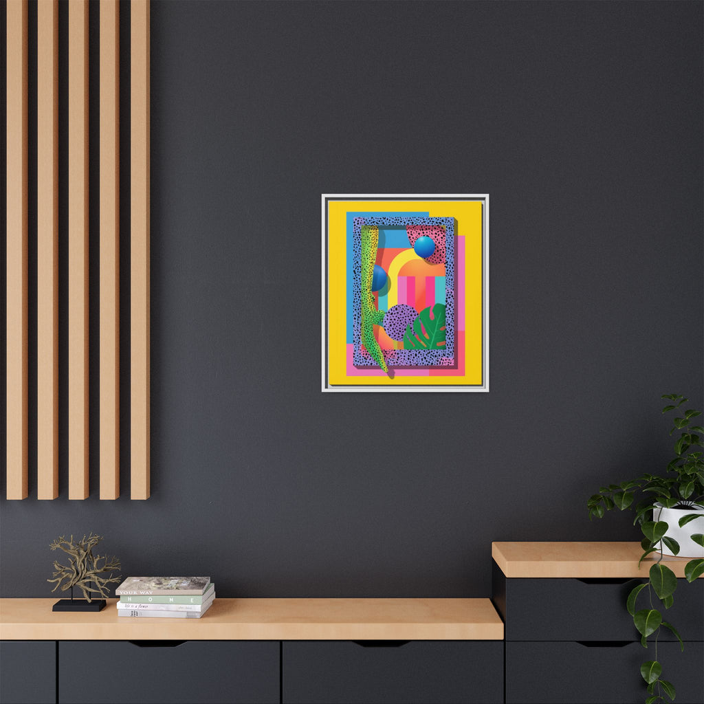 Geometric Rhythms: Abstract Layers of Color, Dimensional Shapes and Tropical Elements, Vibrant Modern Art Composition   |   Custom Orders