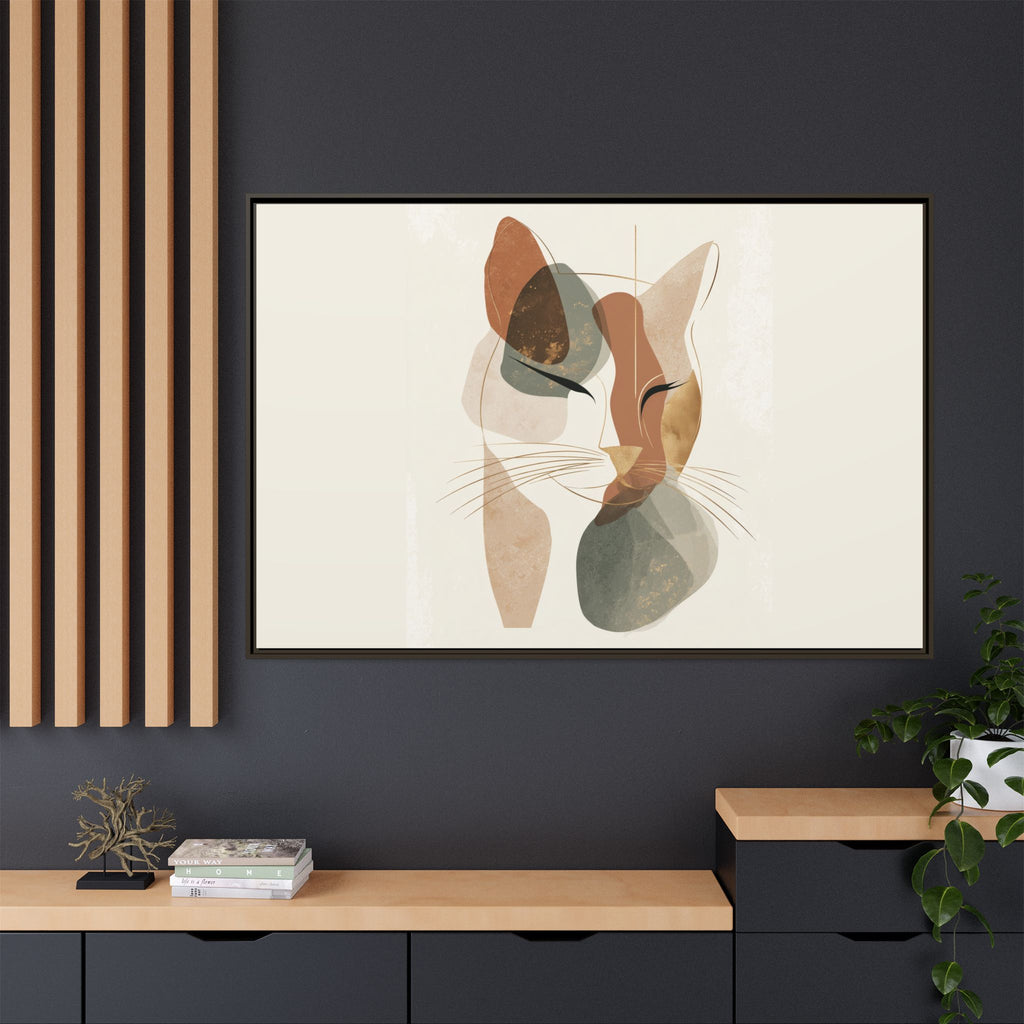 Feline Geometry: Abstract Cat Portrait, Minimalist Earth Tones   |  Personalized & Custom Orders Available