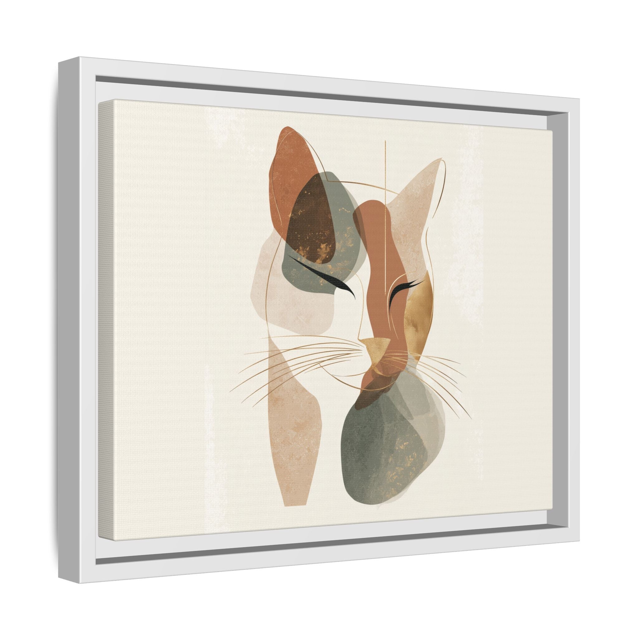 Feline Geometry: Abstract Cat Portrait, Minimalist Earth Tones   |  Personalized & Custom Orders Available