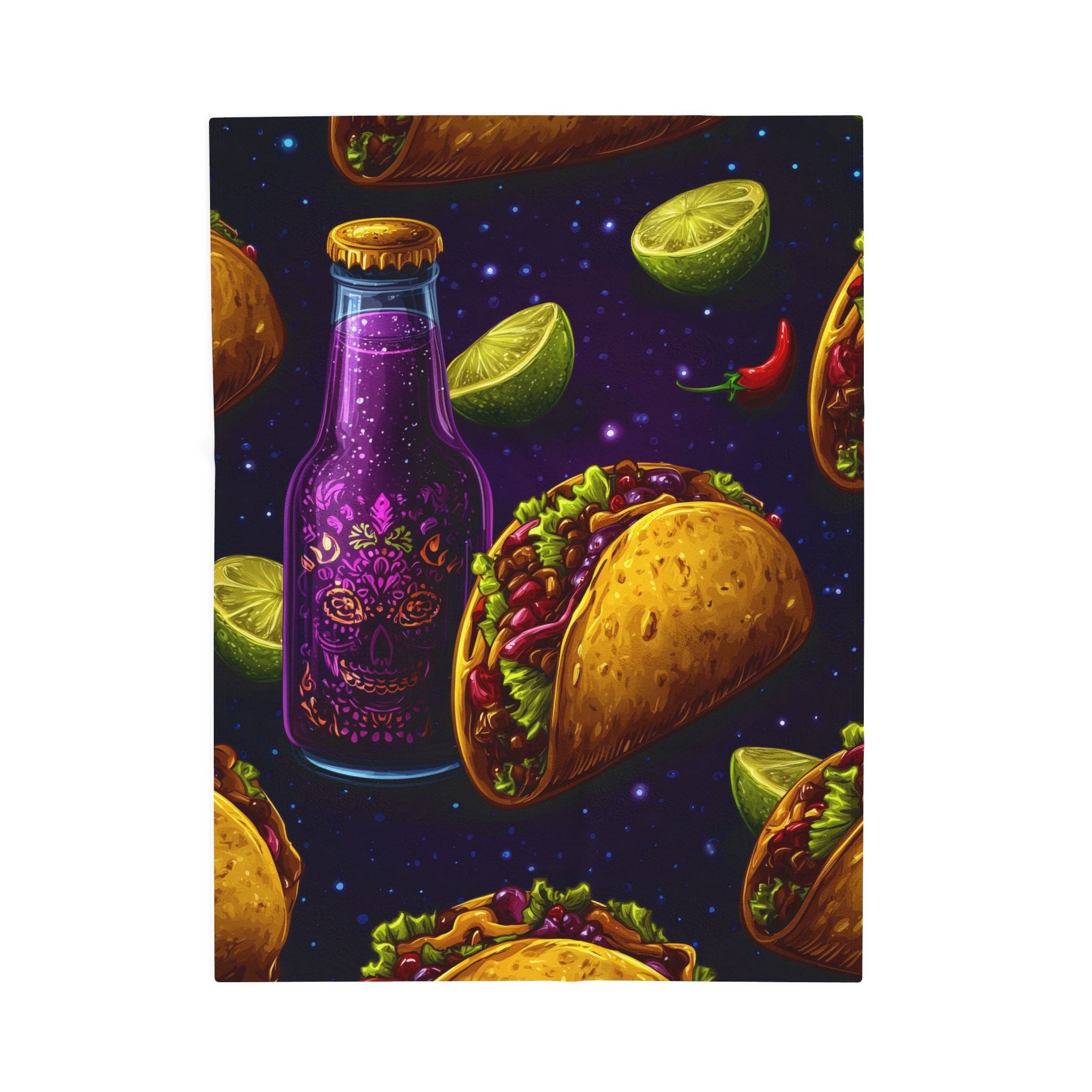 Cosmic Tacos Quilt Doona Duvet Cover : Culinary Space Odyssey, Mexican Night Feast   |   Custom Orders Accepted